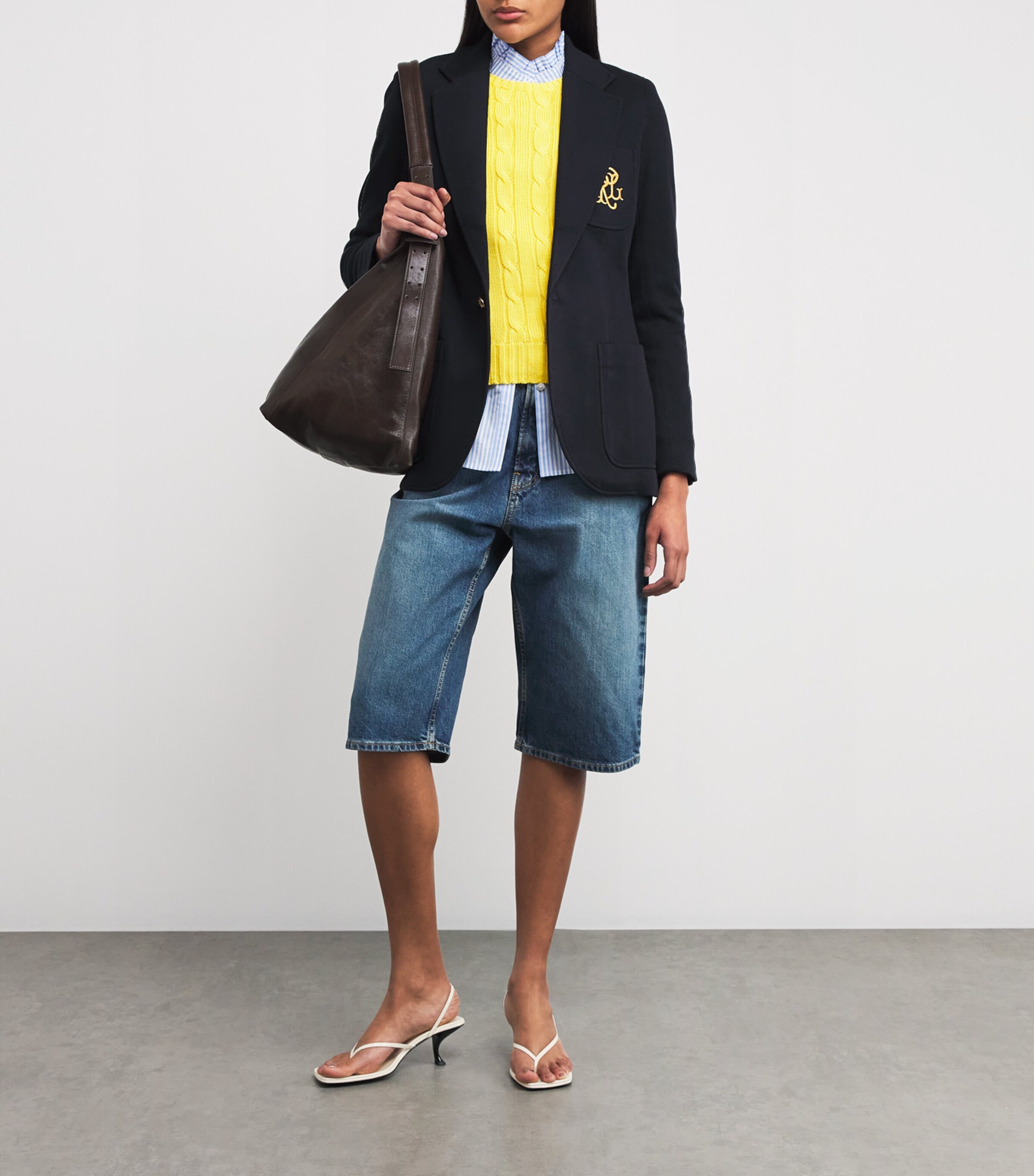 Cotton-Blend Embroidered Blazer PARK AVENUE NAVY Image 2