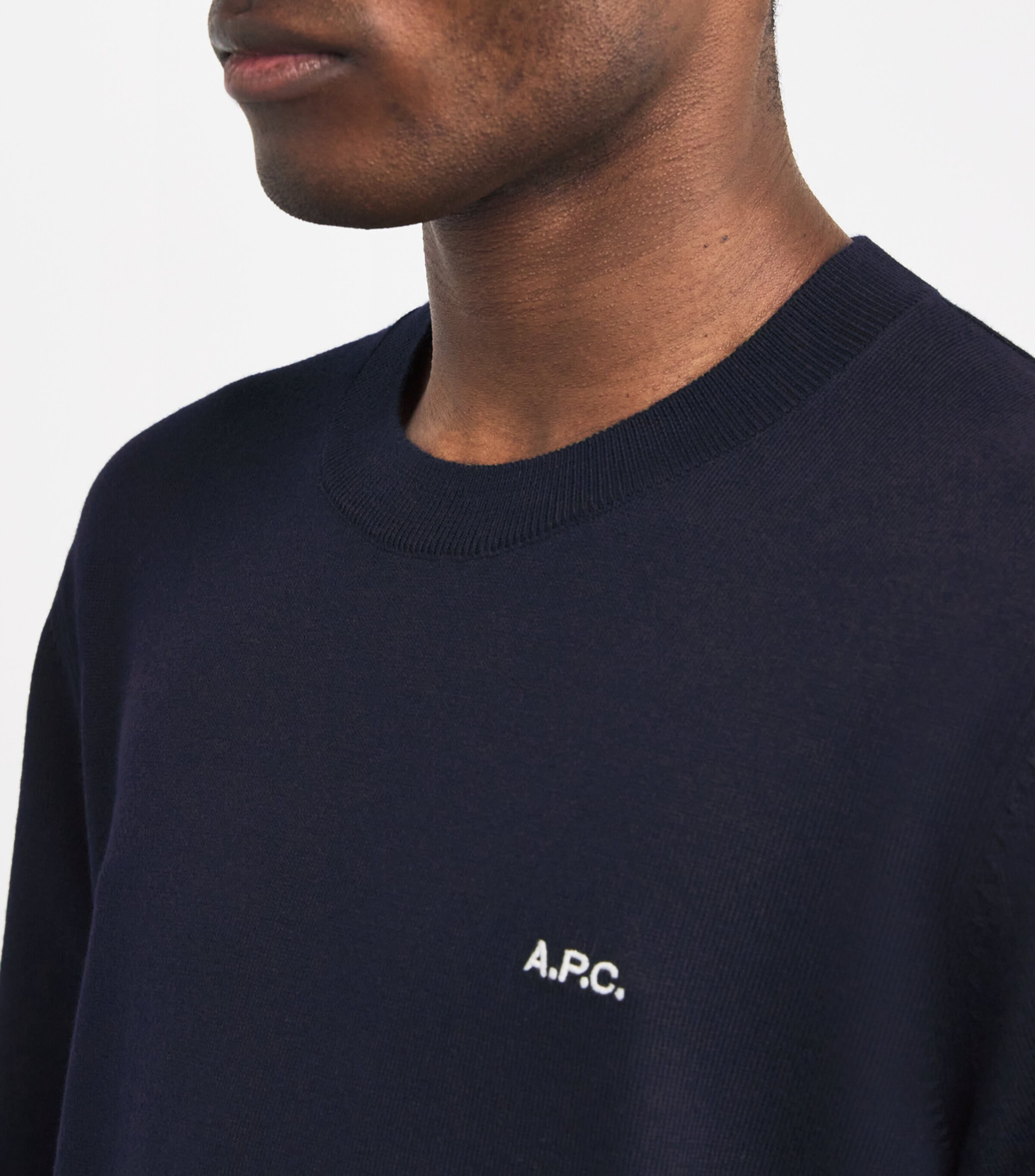 A.P.C. Mens Cotton Logo Sweater Iaj Marine Image 6