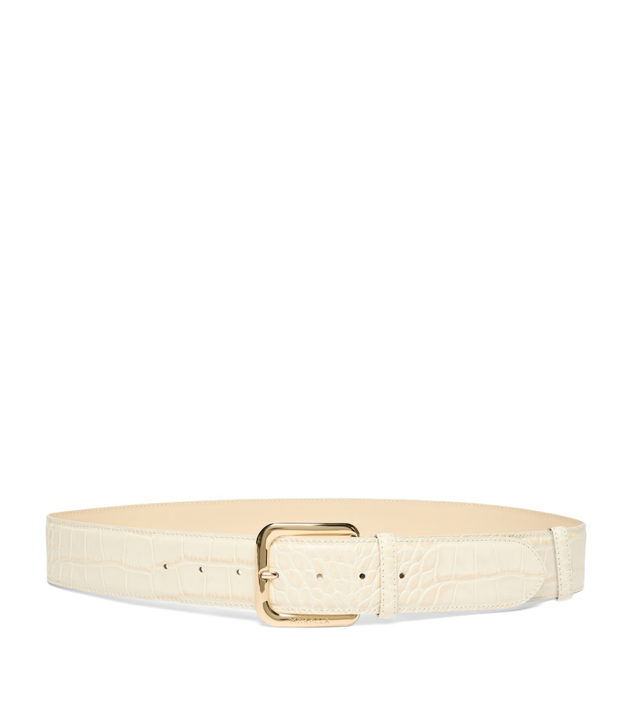 Marella Leather Croc-Embossed Belt Ivory Image 1