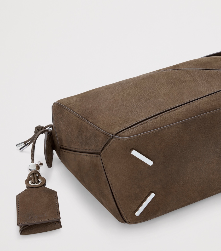 Small Suede Featherlight Puzzle Top-Handle Bag TUNDRA Image 9