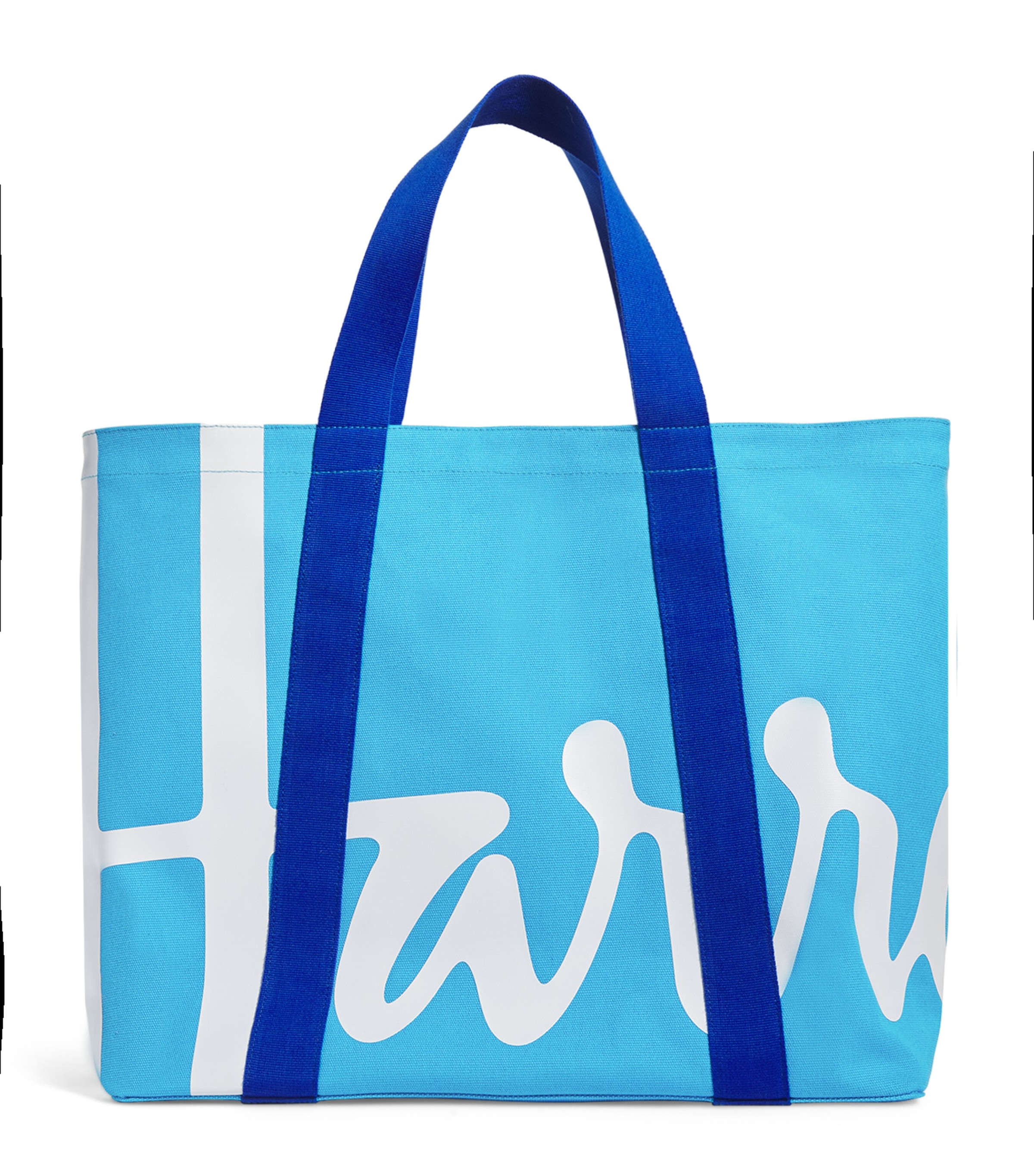 Shop Harrods Large Cotton Logo Tote Bag In Blue