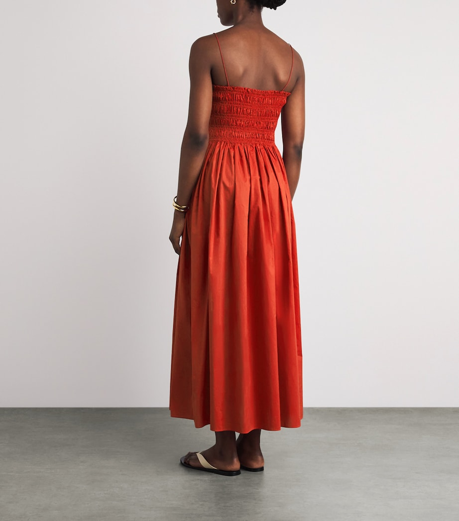 Matteau Womens Organic Cotton Shirred Maxi Dress Tomatotom Image 4