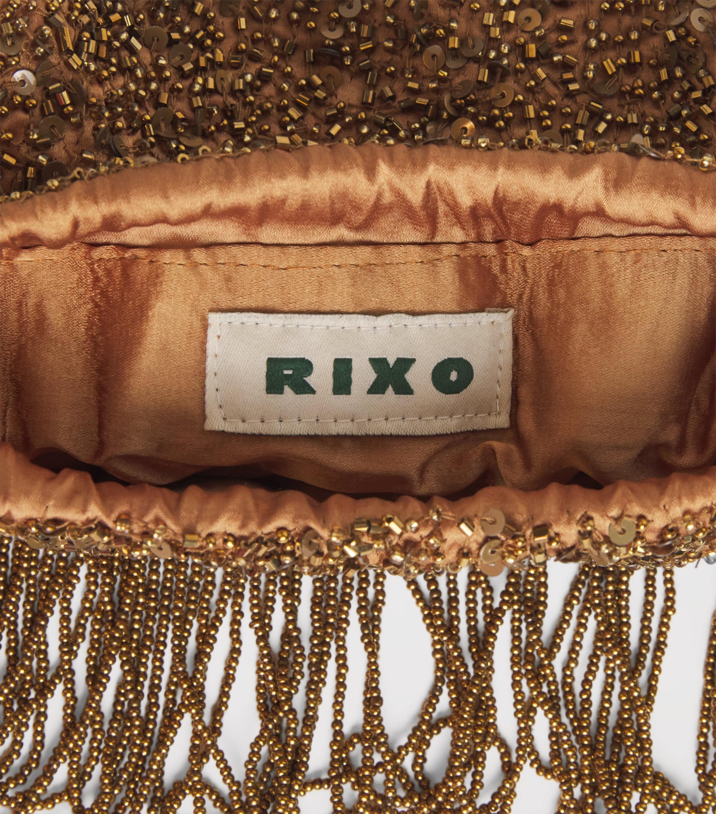 Rixo Silk Embellished Orla Clutch Bag Scatter Embell Gold Image 5