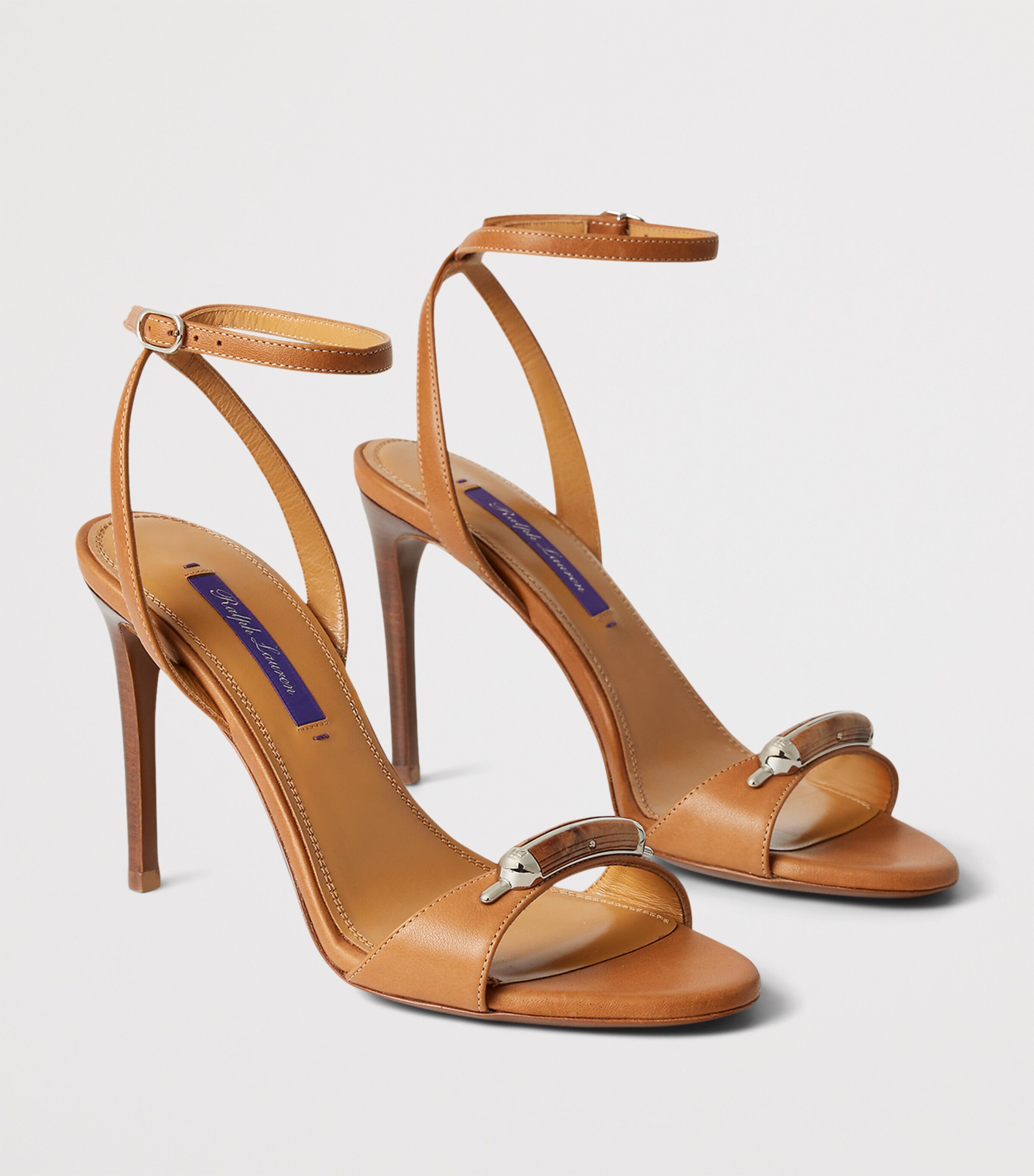Leather Presling Heeled Sandals 95 RL GOLD Image 5