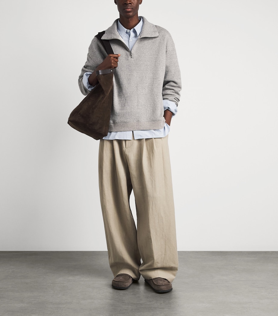 FRAME Mens Wool-Cotton Half-Zip Sweater Hgry Heather Grey Image 2