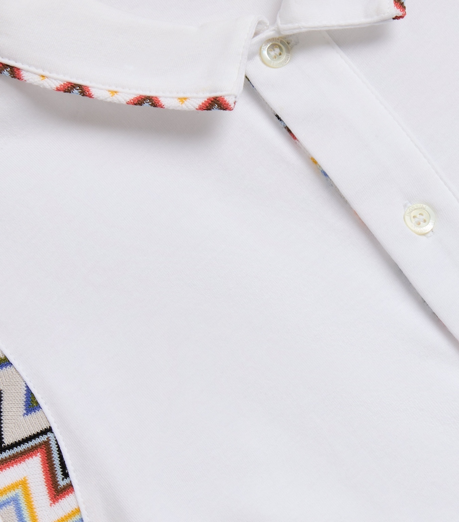 Cotton Zigzag-Detail Polo Shirt (6-14 Years) 100MCWHITE/COLOURFUL Image 2