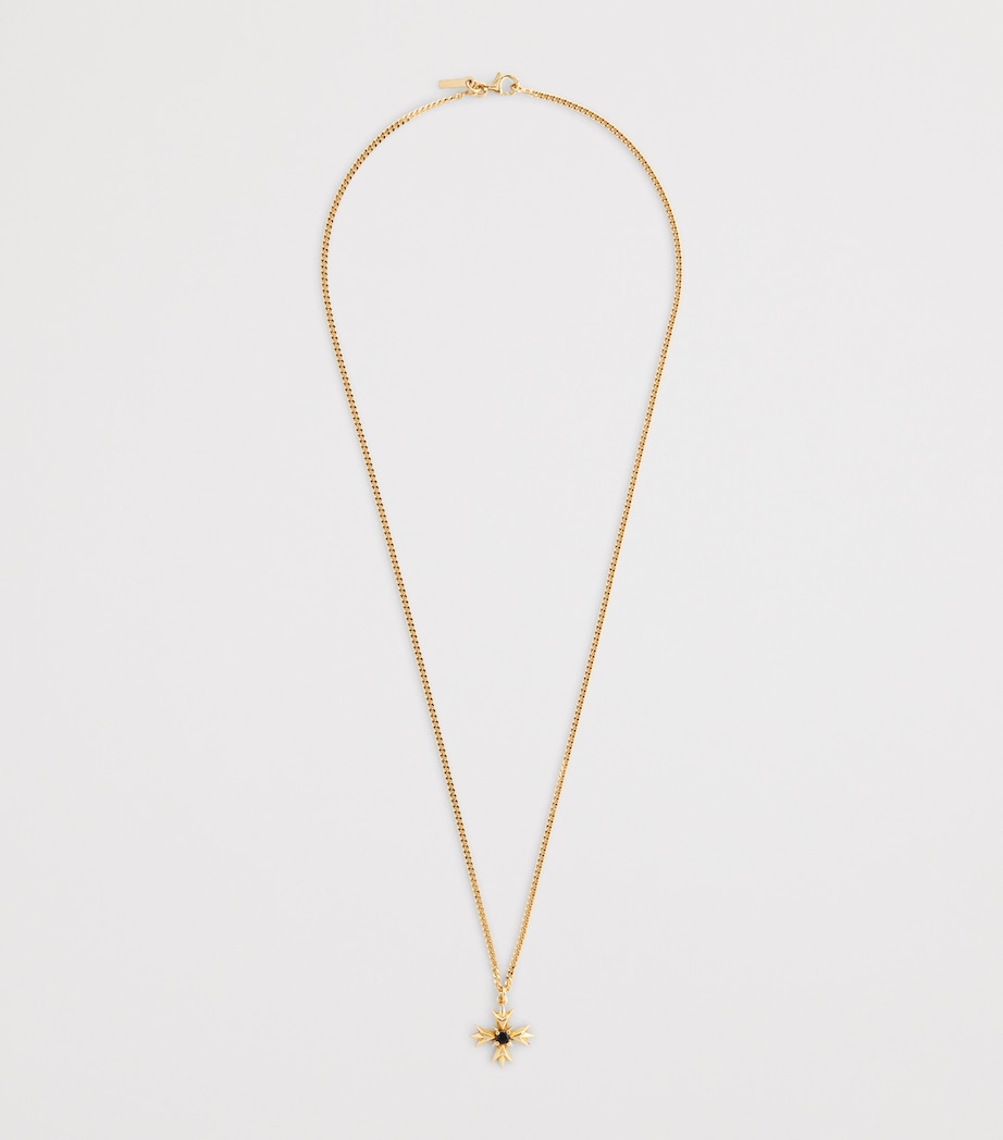 Gold-Plated Sterling Silver Crest and Crystal Necklace GOLD Image 2