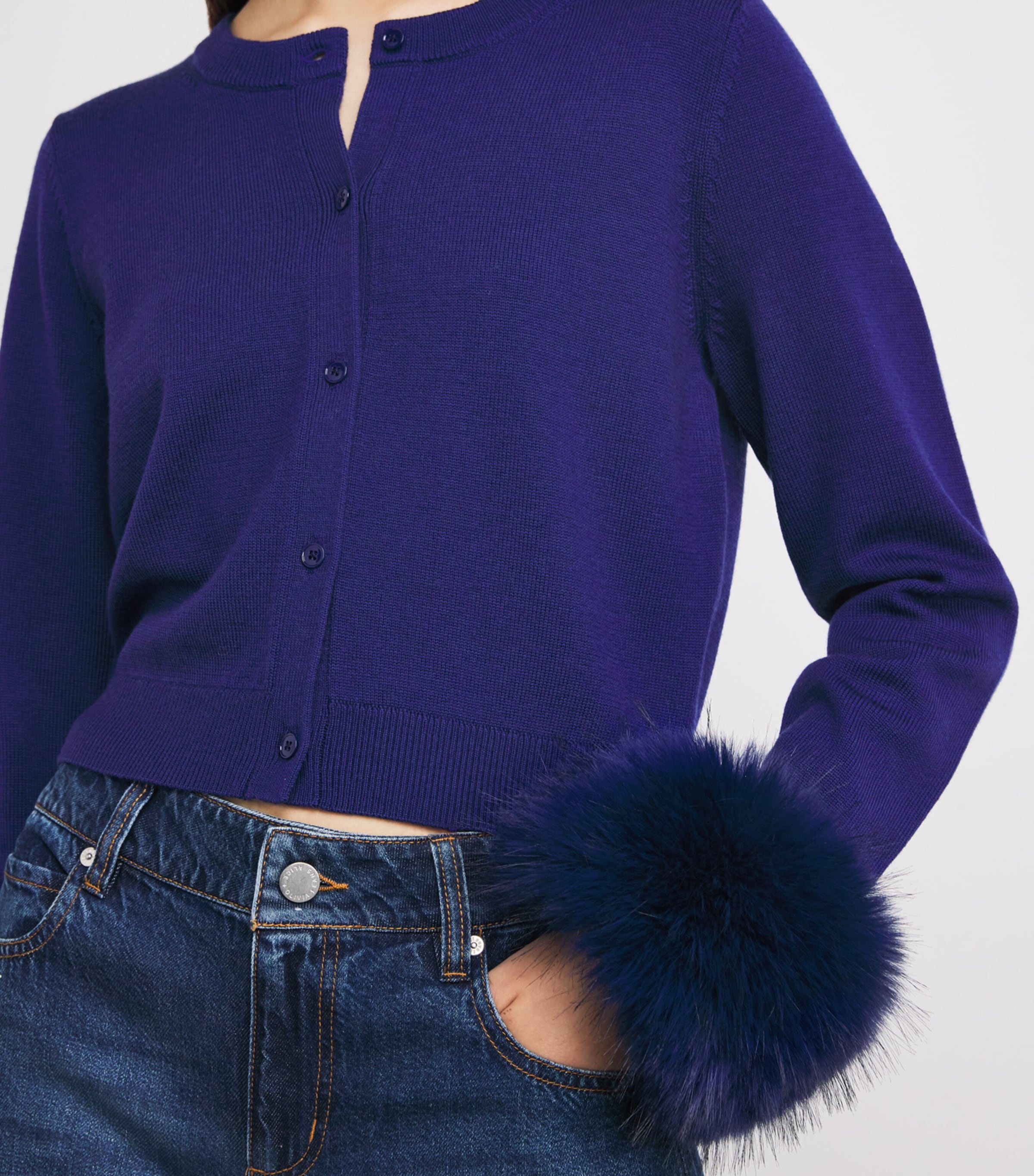 Stretch-Wool Cropped Dollie Cardigan B401 MIDNIGHT BLUE Image 6