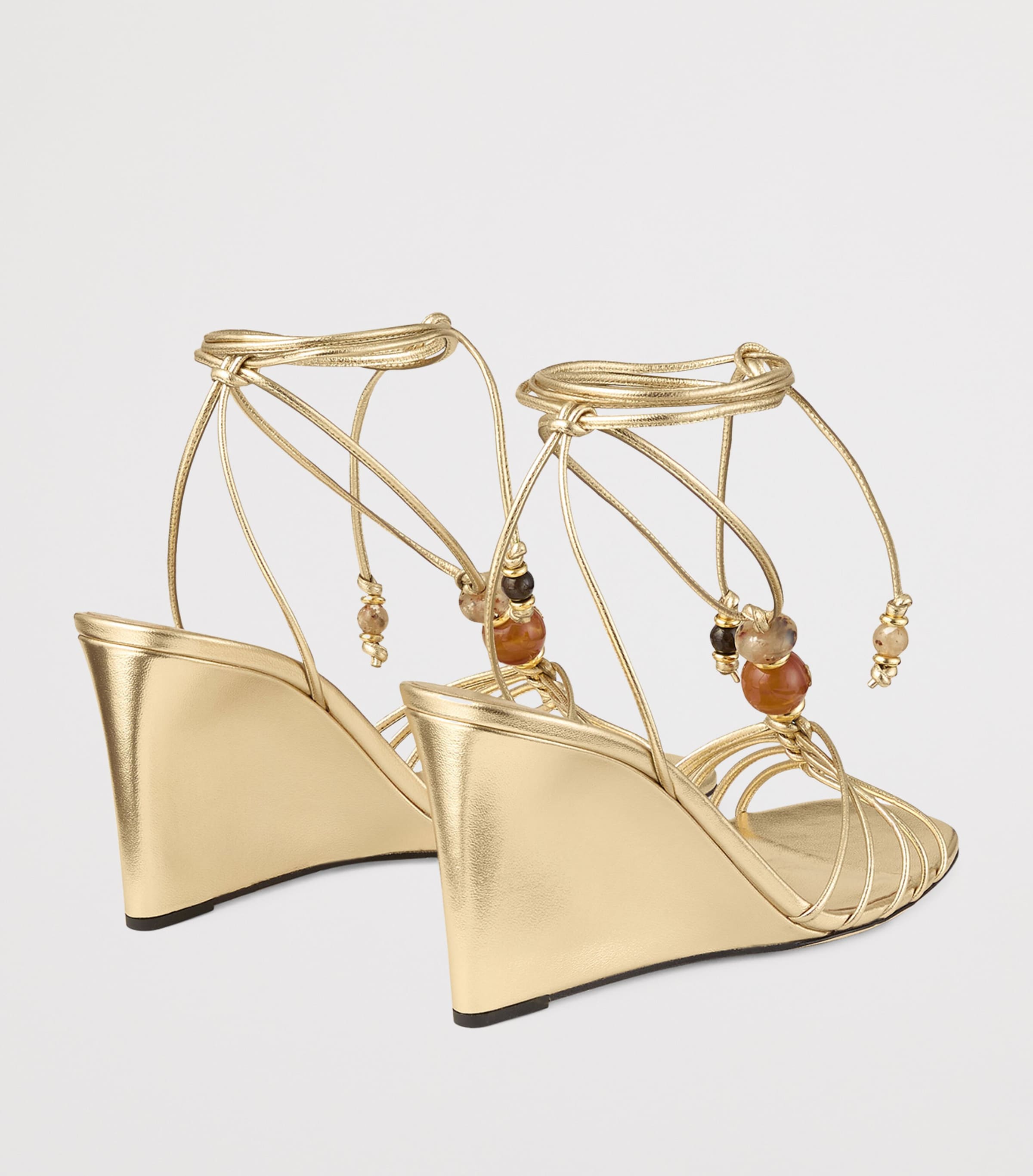 Jimmy Choo Lova 85 Metallic Leather Wedge Sandals Gold Mix Image 3
