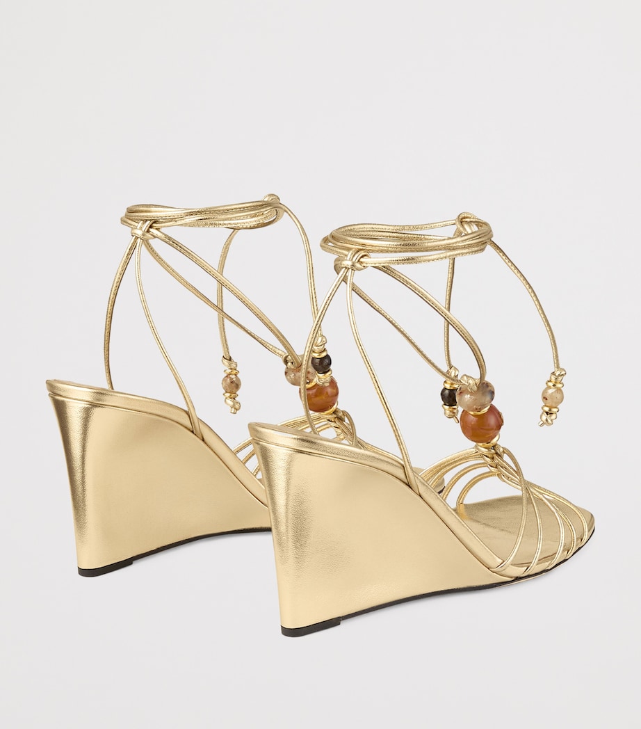 Jimmy Choo Lova 85 Metallic Leather Wedge Sandals Gold Mix Image 3