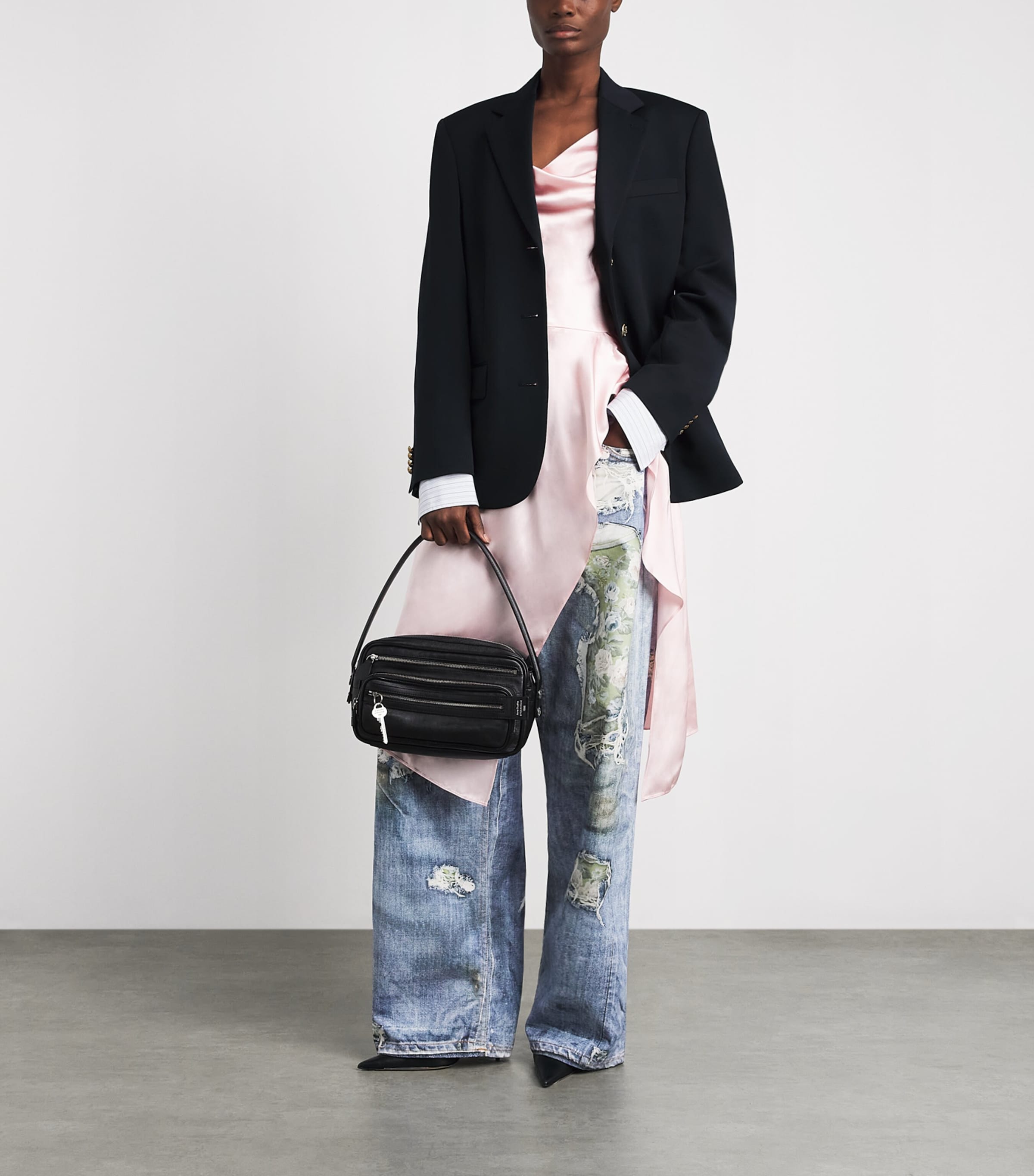 Acne Studios Womens Wool Single-Breasted Blazer Navy Blue Image 2