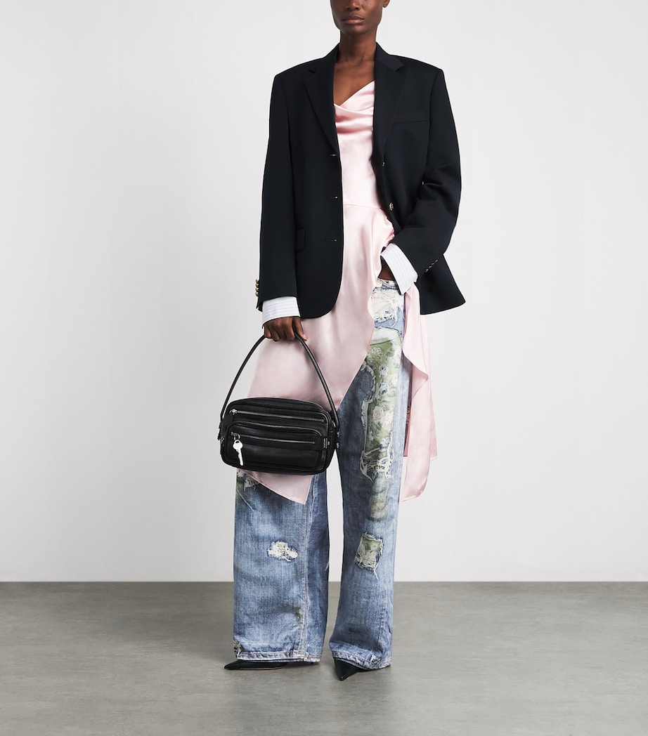 Acne Studios Womens Wool Single-Breasted Blazer Navy Blue Image 2
