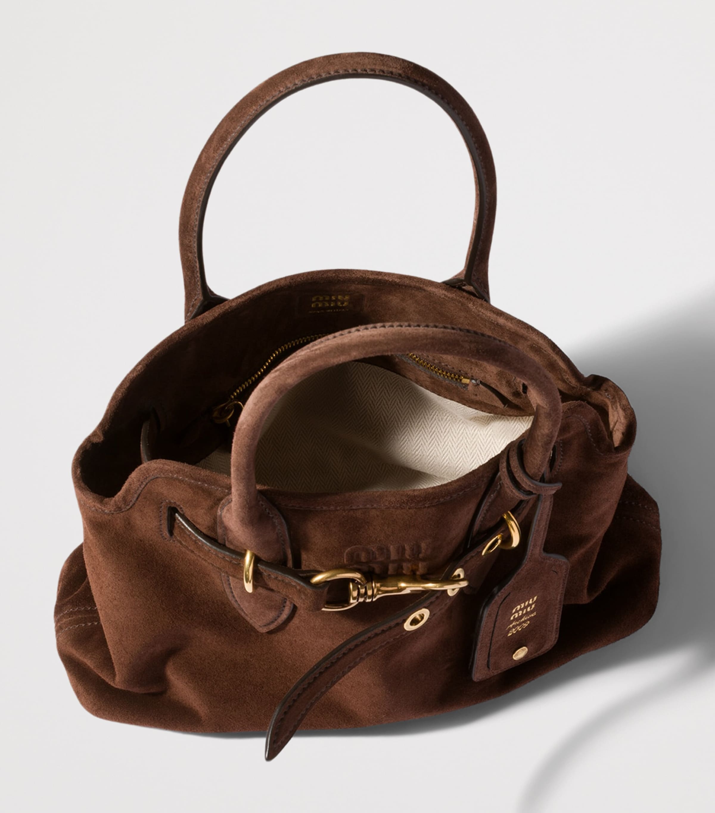 Miu Miu Suede Aventure Top-Handle Bag Brown Image 6