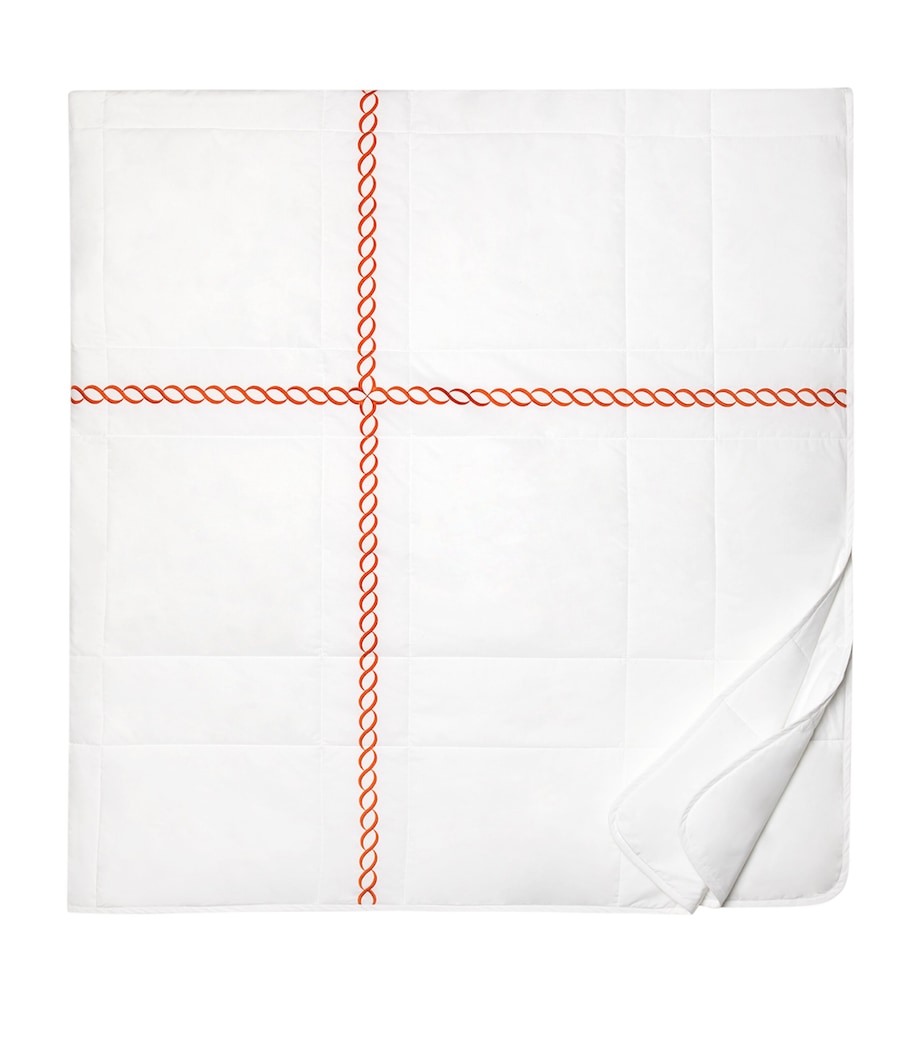 Pratesi Treccia Super King Bedspread (290cm x 260cm) White/orange Image 1