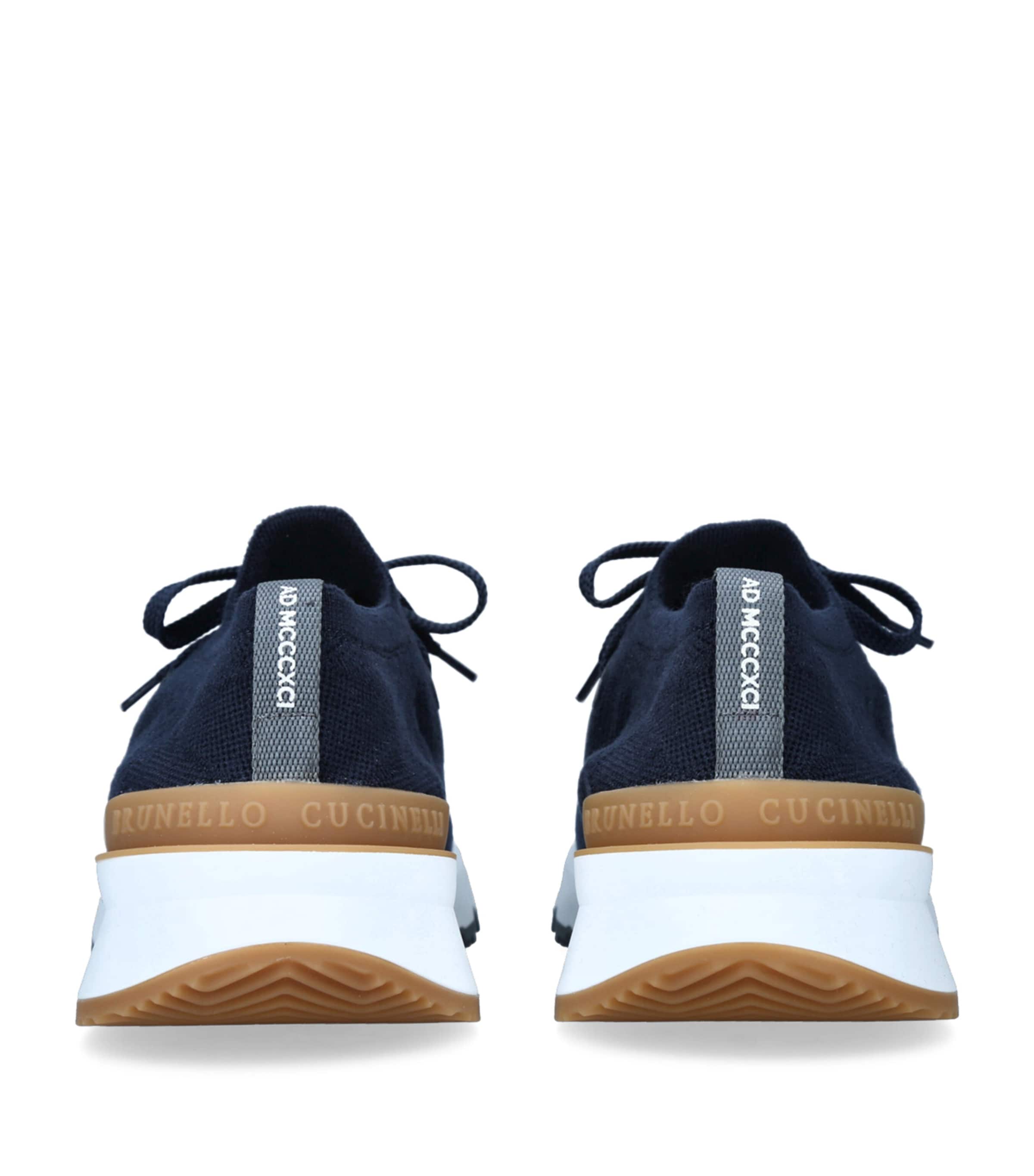 Brunello Cucinelli Knitted Low-Top Sneakers Navy Image 2