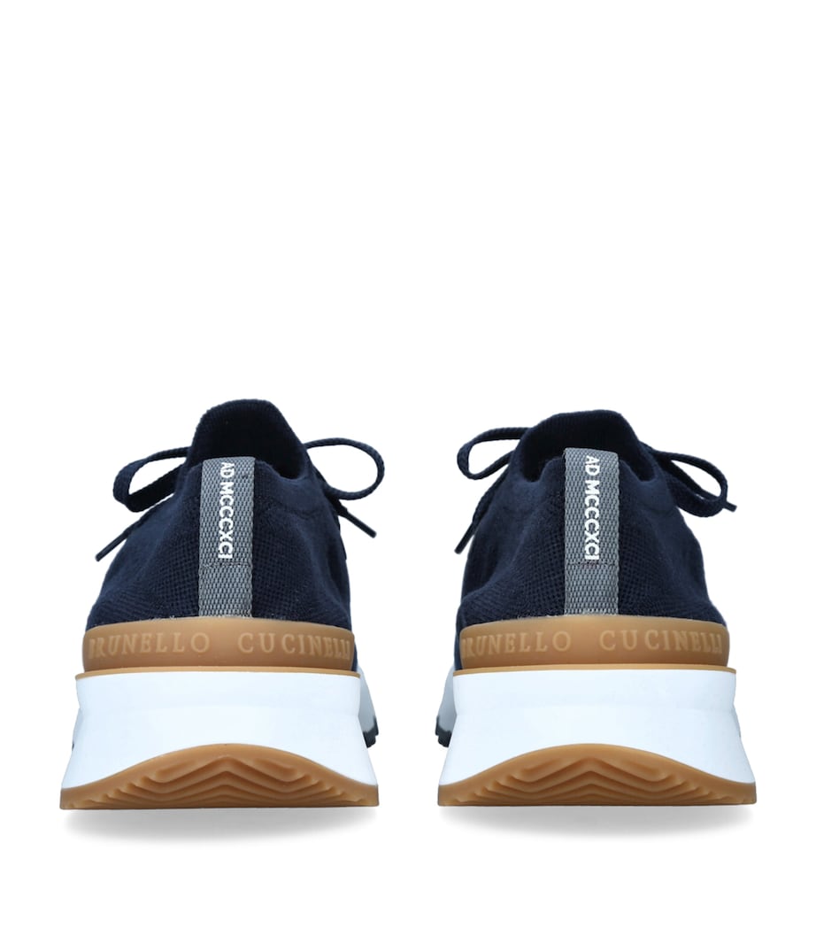 Brunello Cucinelli Knitted Low-Top Sneakers Navy Image 2