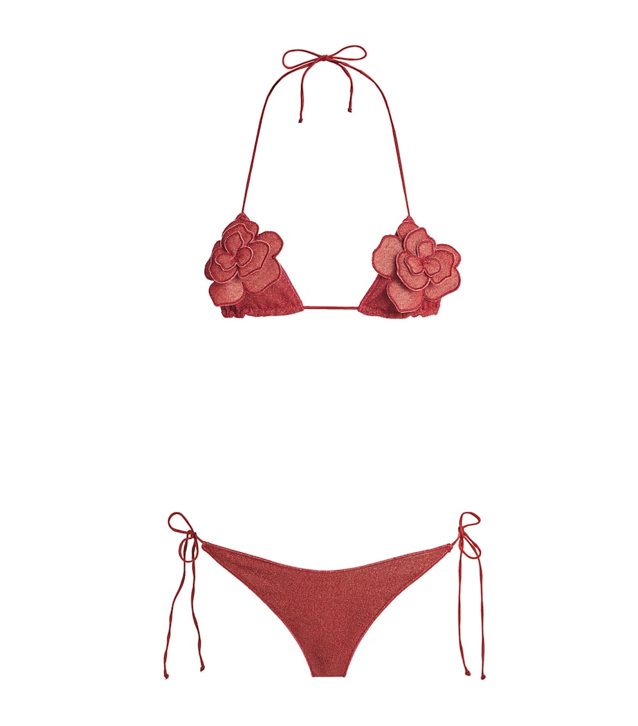 Oséree Womens Floral-Appliqué Lumière Bikini Coral Image 1