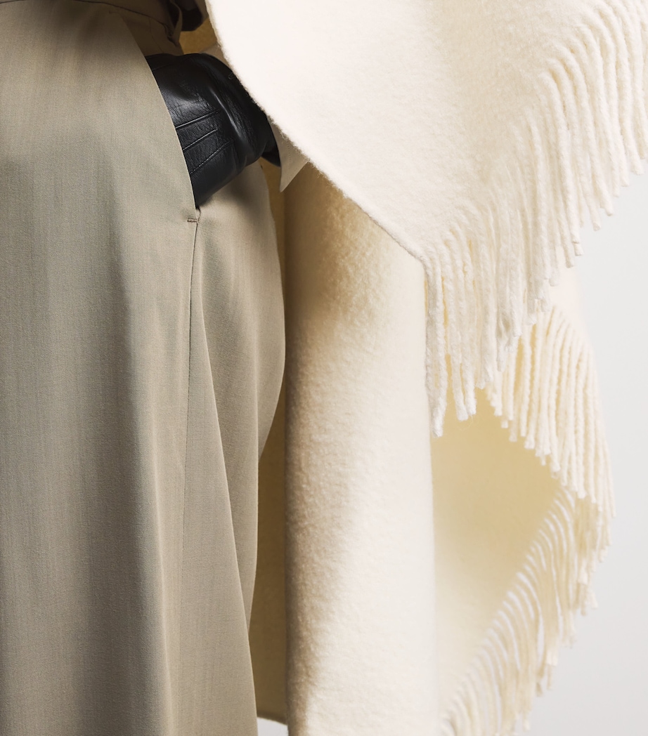 Wool-Blend Fringe Poncho 264 WINTER WHITE Image 6