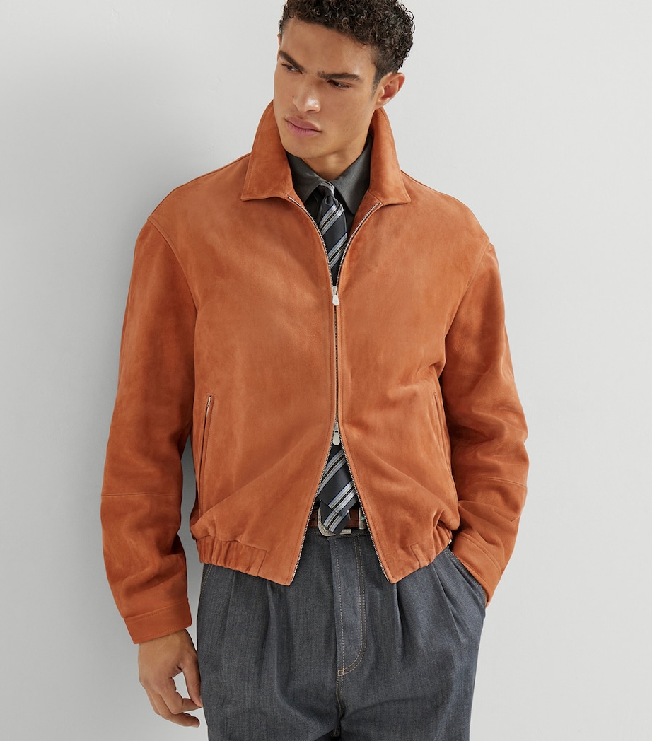 Brunello Cucinelli Mens Suede Zip-Up Jacket Image 2