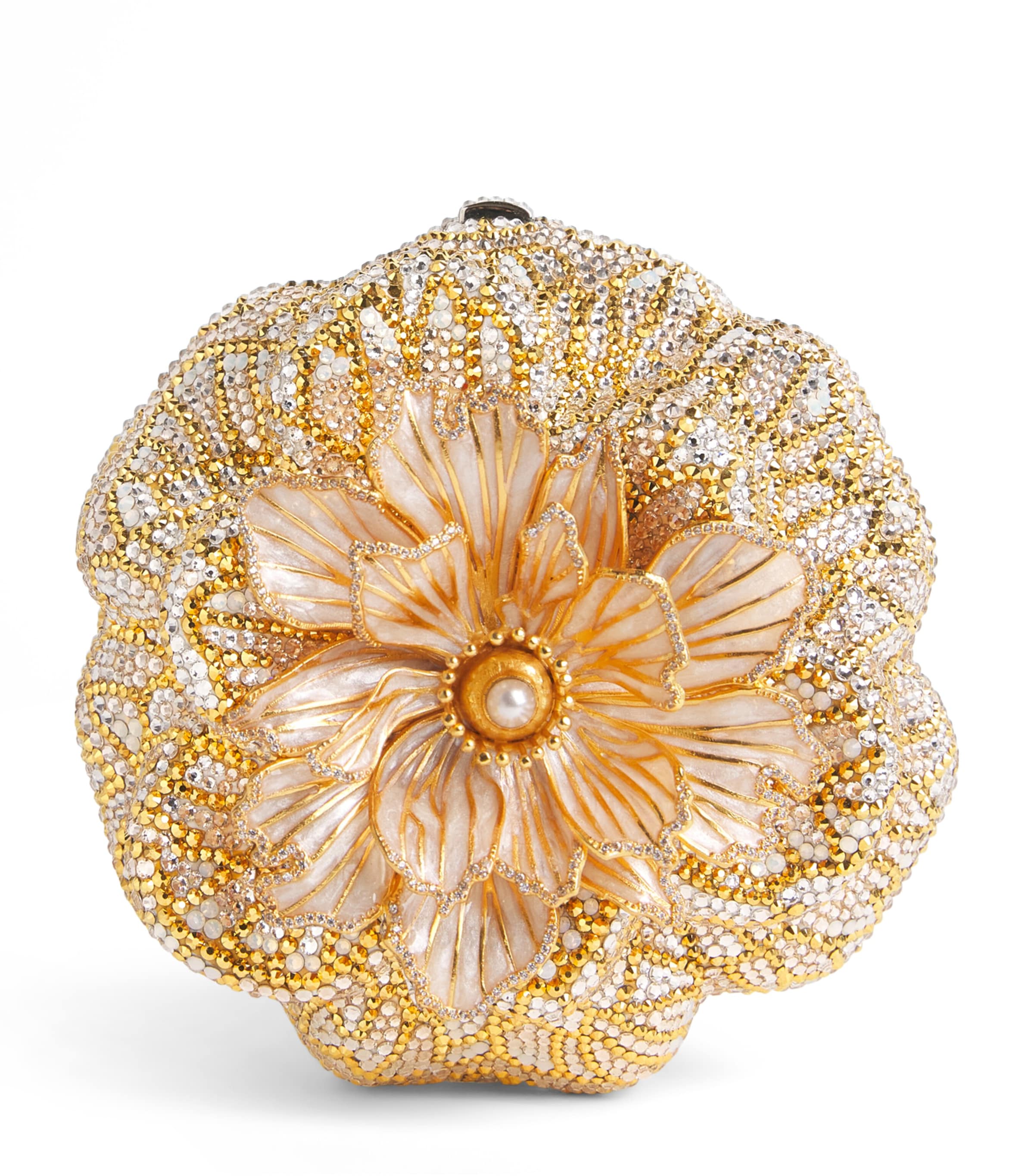 Judith Leiber Embellished Magnolia Clutch Bag Srhmt Slvr Rhine Mlt Image 1