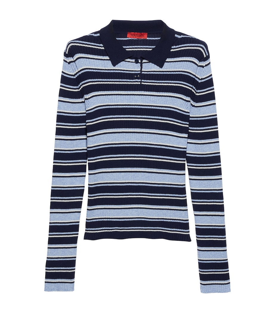 Rib-Knit Stripe Polo Sweater NAVY Image 1