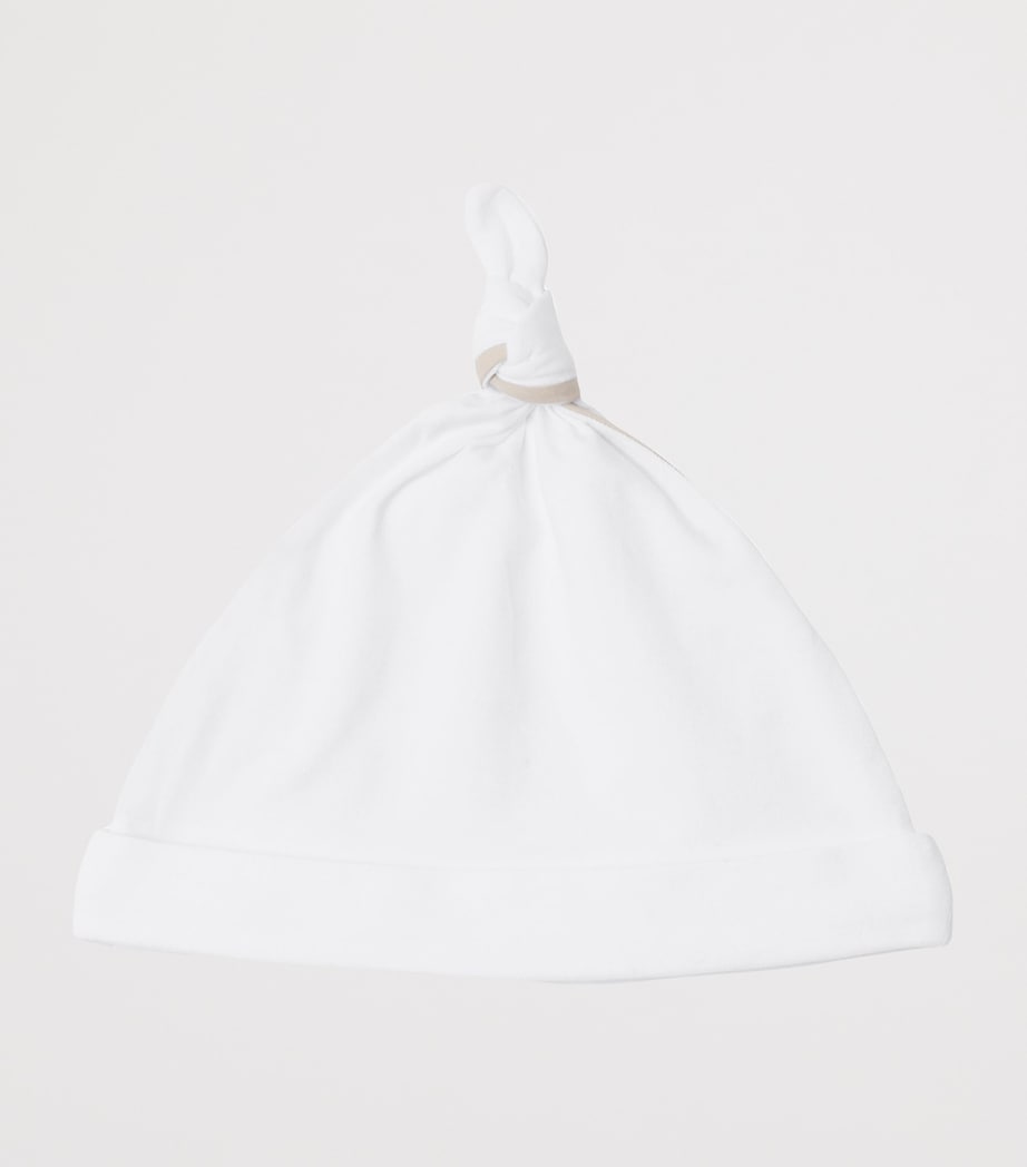 Cotton All-In-One, Hat and Bib Gift Set (1-18 Months) WHITE Image 4