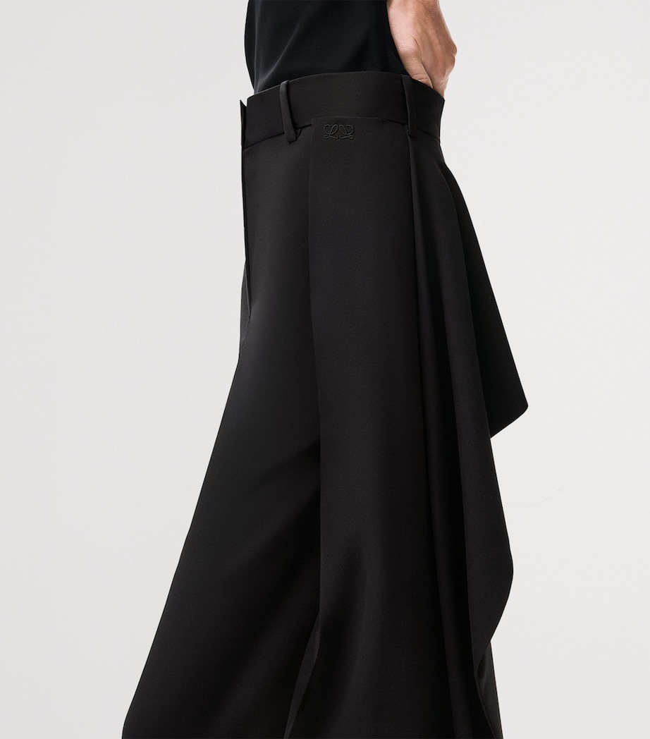 LOEWE Womens Wool-Blend Pleated Trousers Black Image 5