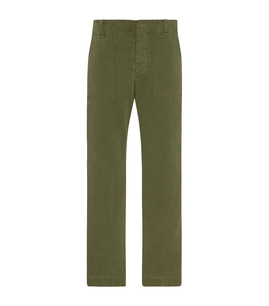 Valerio Washed Cotton Trousers KHAKI GREEN Image 1