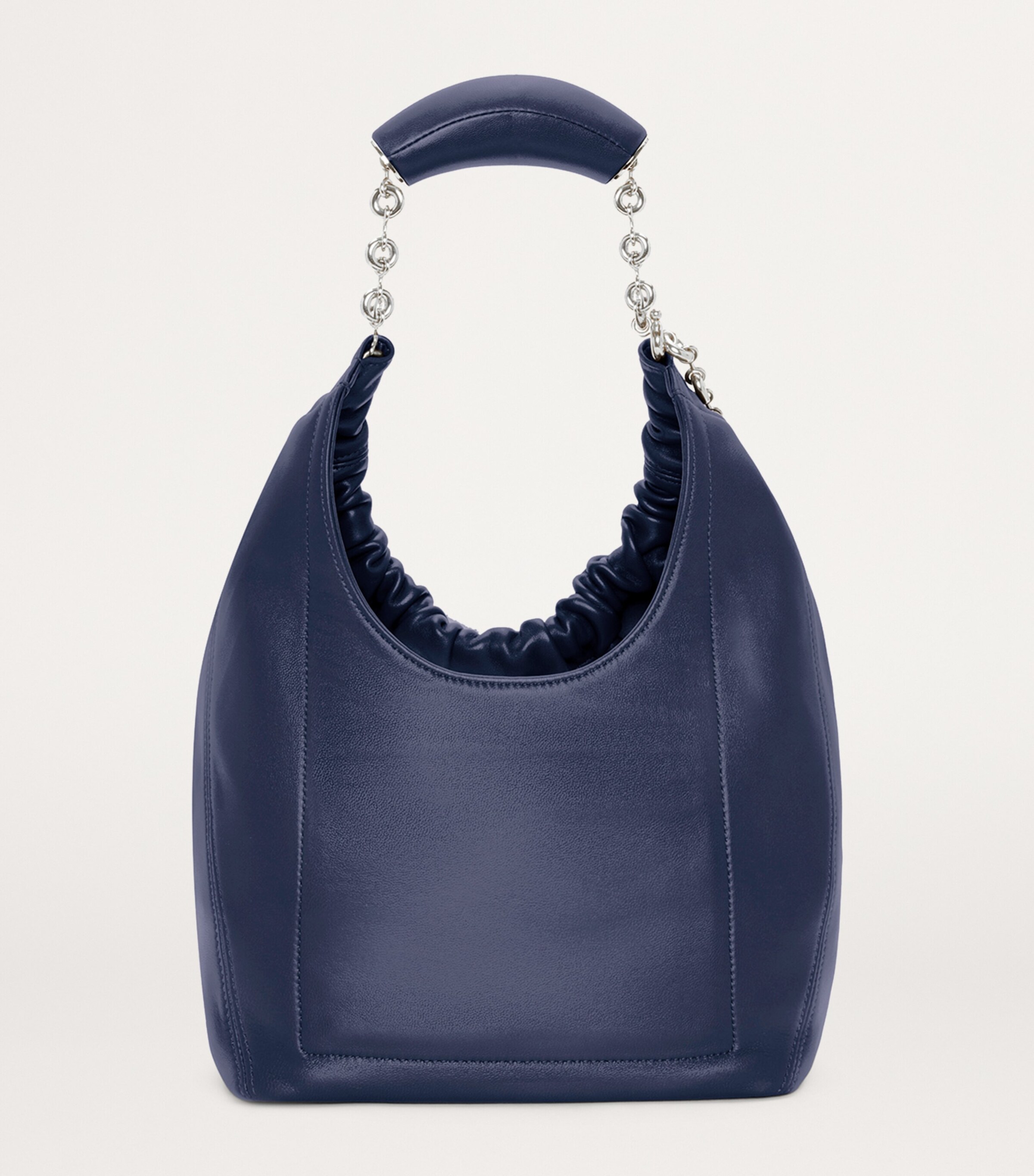 Small Leather Squeeze Top-Handle Bag ABYSS BLUE Image 4