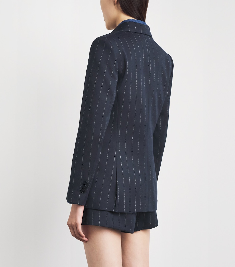 Maje Womens Stripe Suit Jacket Navy Image 5