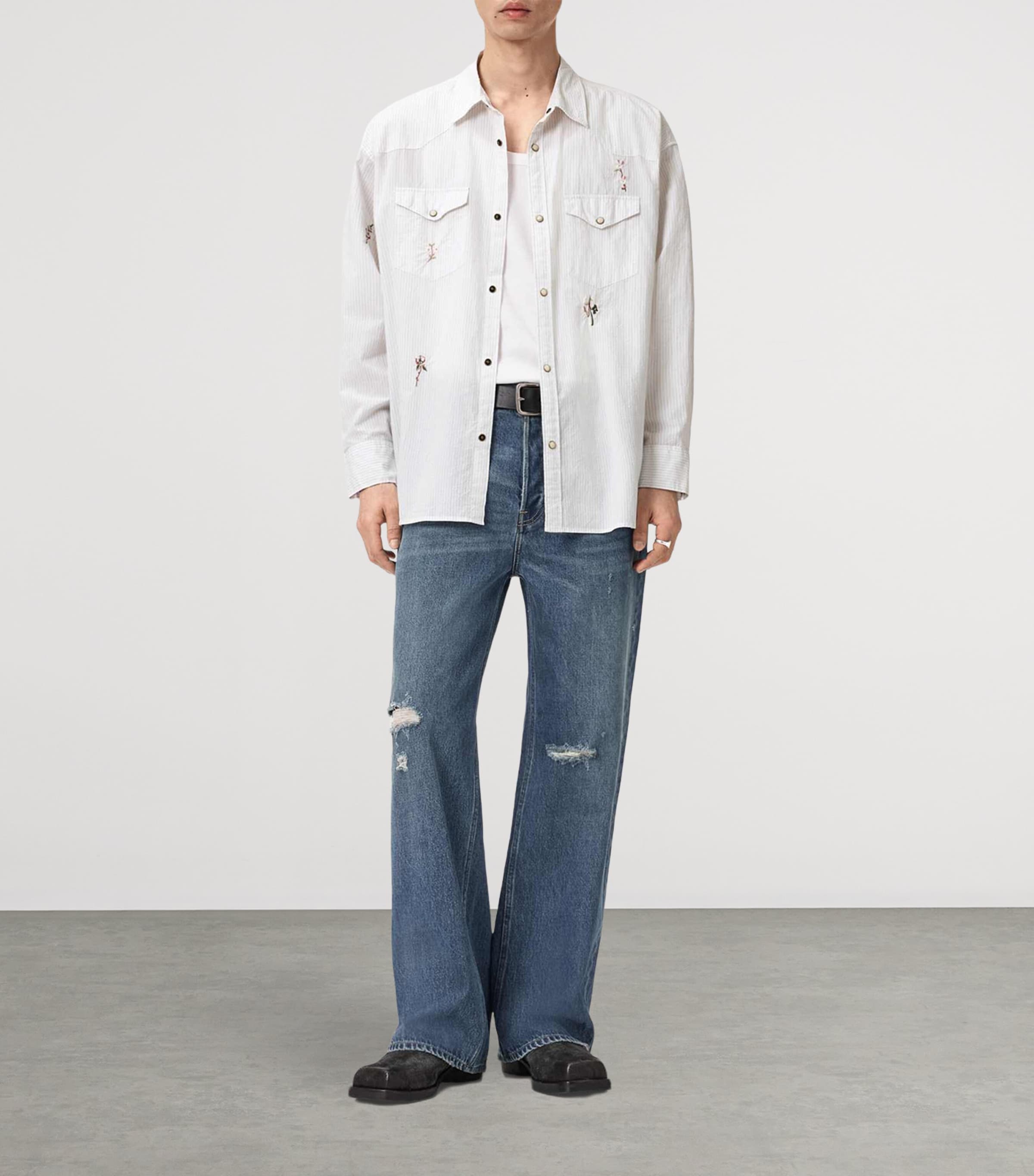 AllSaints Mens Organic Cotton Portman Shirt Off White Image 2