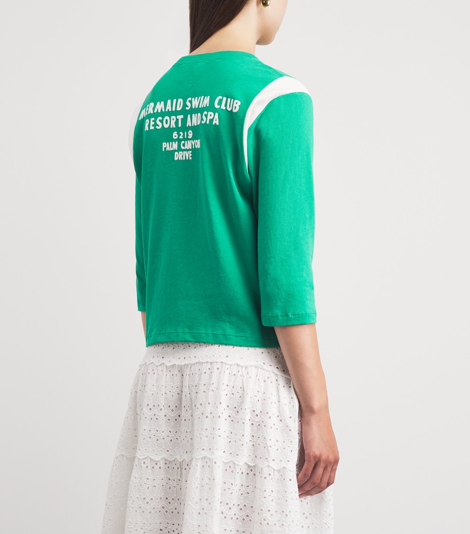 MOTHER Womens Cotton The Better Half Insert T-Shirt Mermaid Swim Club Image 5