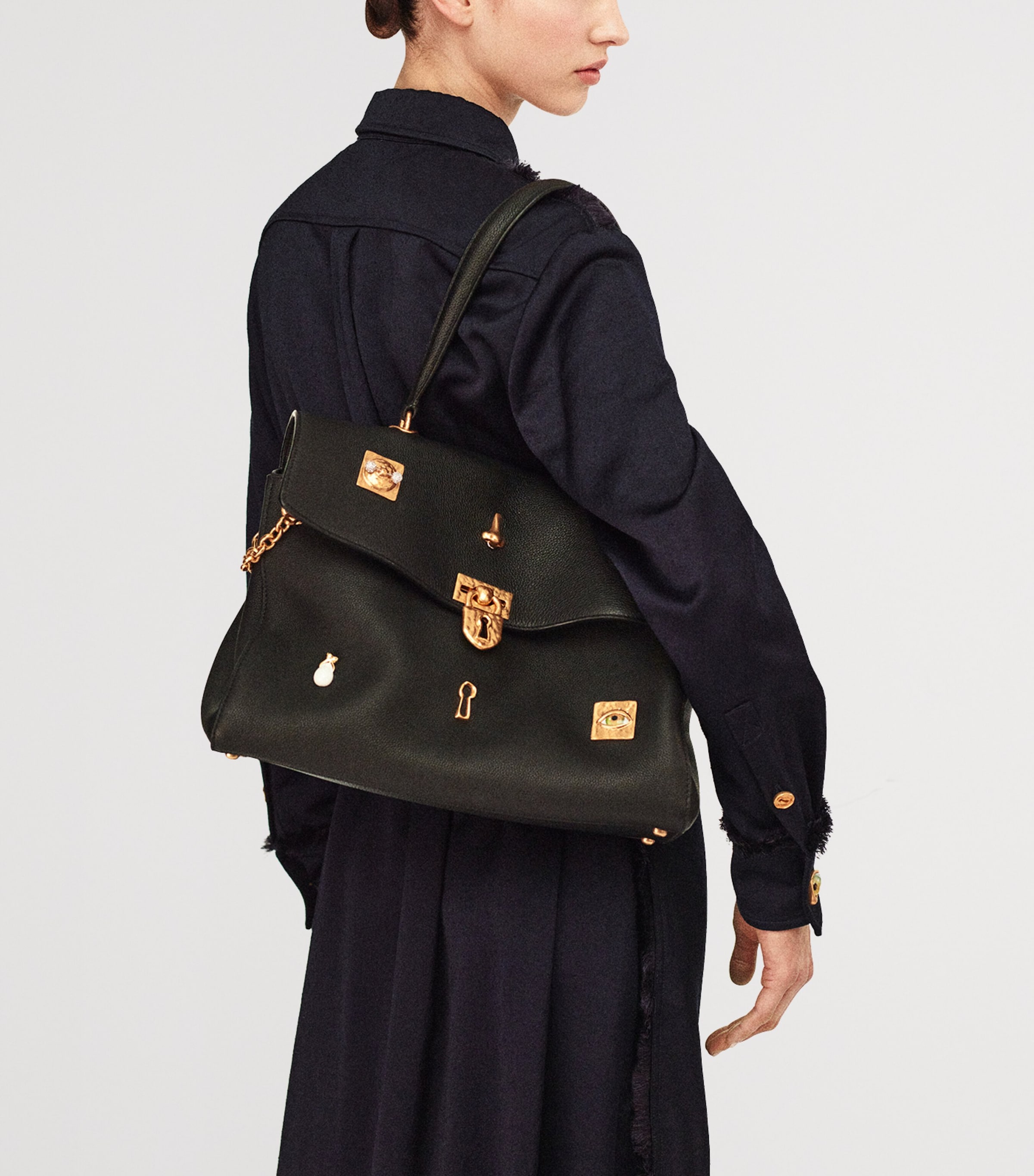 Leather Bijoux Soft Secret Shoulder Bag 999 BLACK Image 2