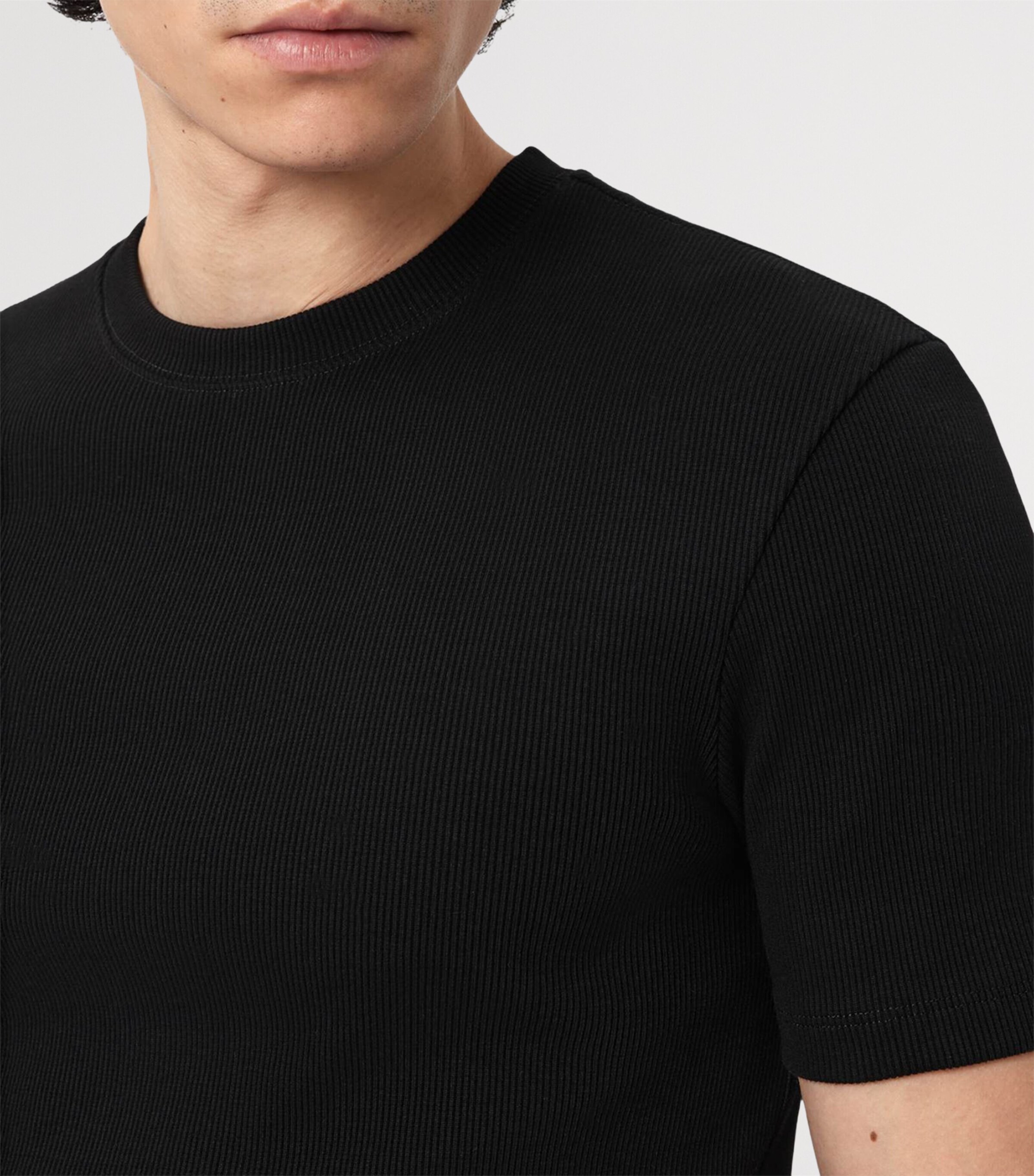 AllSaints Mens Organic Cotton-BlendTheo T-Shirt Black Image 6