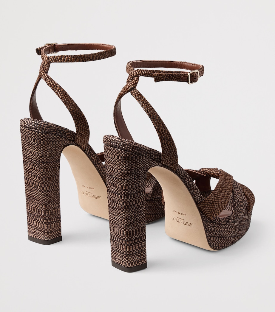 Jimmy Choo Kove 120 Woven Platform Sandals Chocolate/tan Image 3