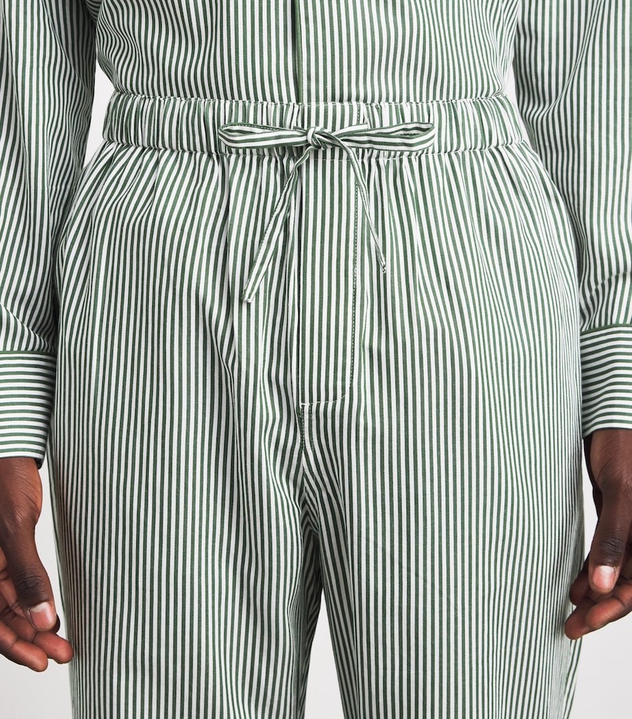 Harrods Mens Cotton Stripe Pyjama Shirt Green Image 5