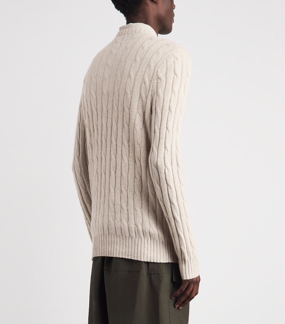 Polo Ralph Lauren Mens Cashmere Cable-Knit Sweater Light Wlnut Brn Hthr Image 5