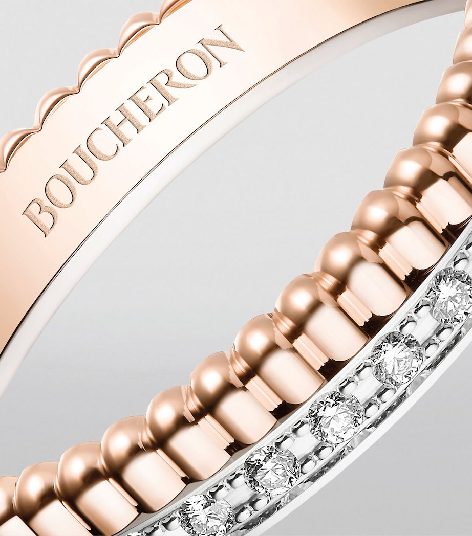 Rose Gold, White Gold and Diamond Quatre Radiant Wedding Band Image 4