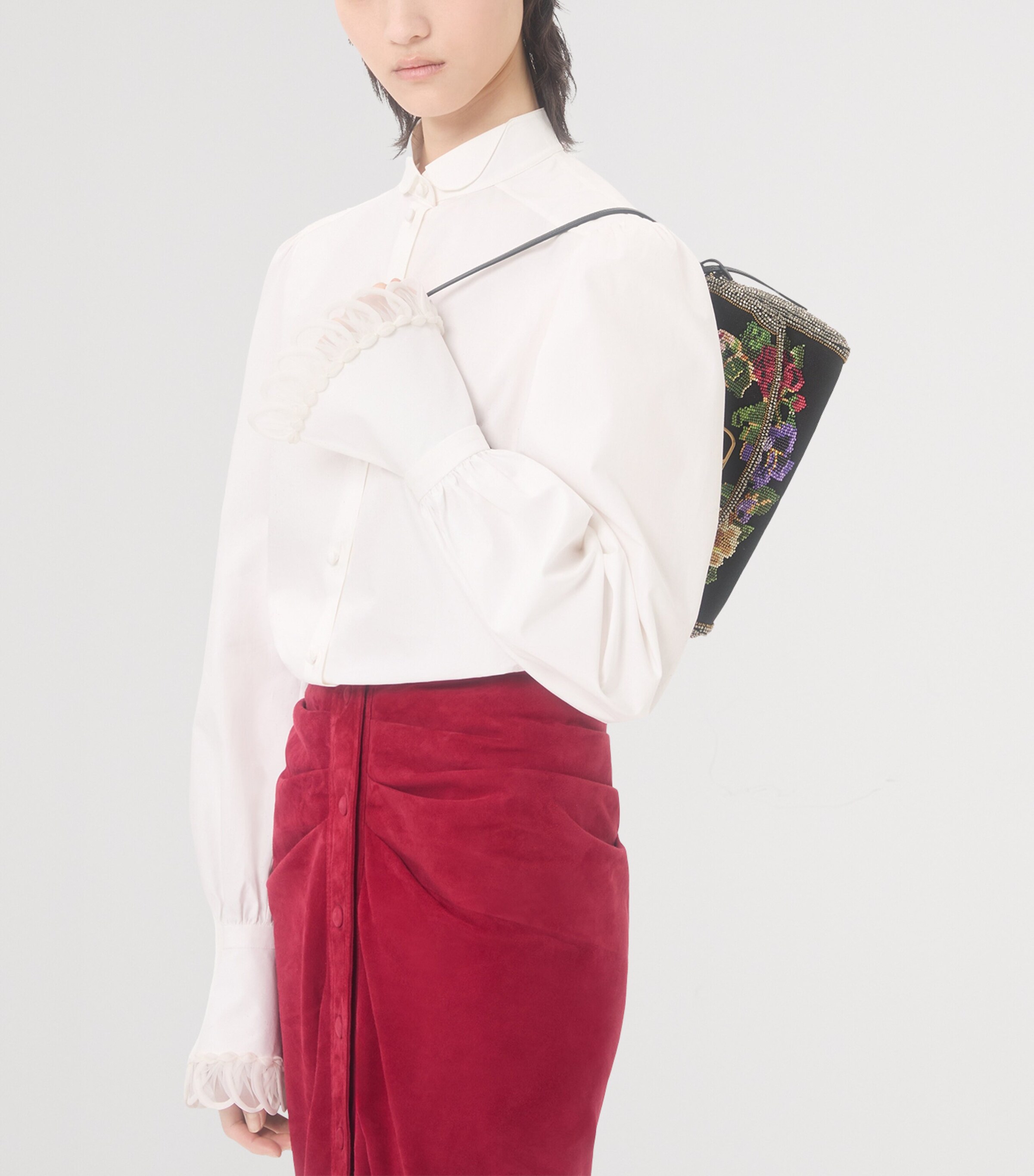 Valentino Womens Cotton Scalloped-Cuff Shirt Image 6