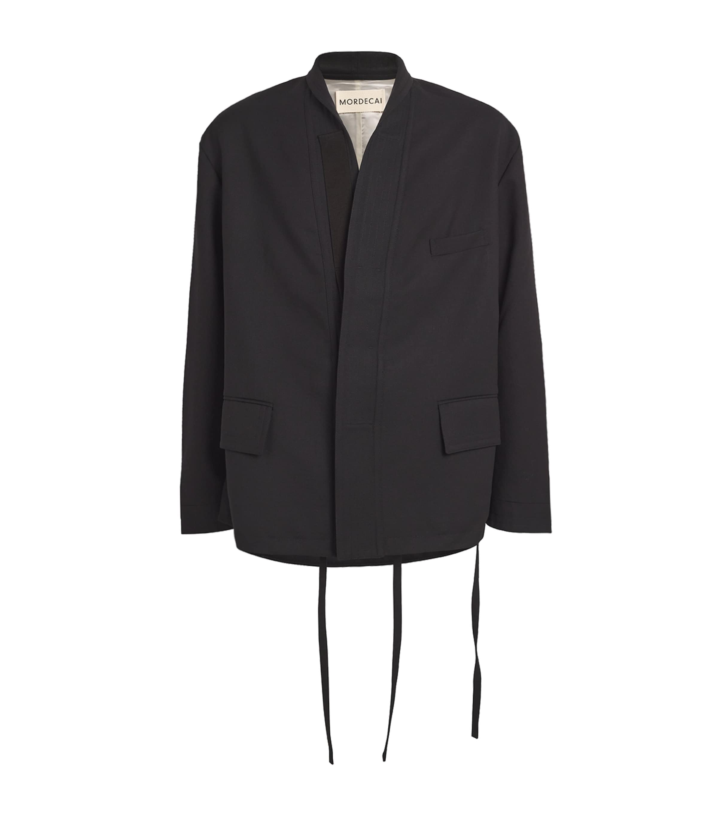 Mordecai Stripe-embellished Robe Coat In Black