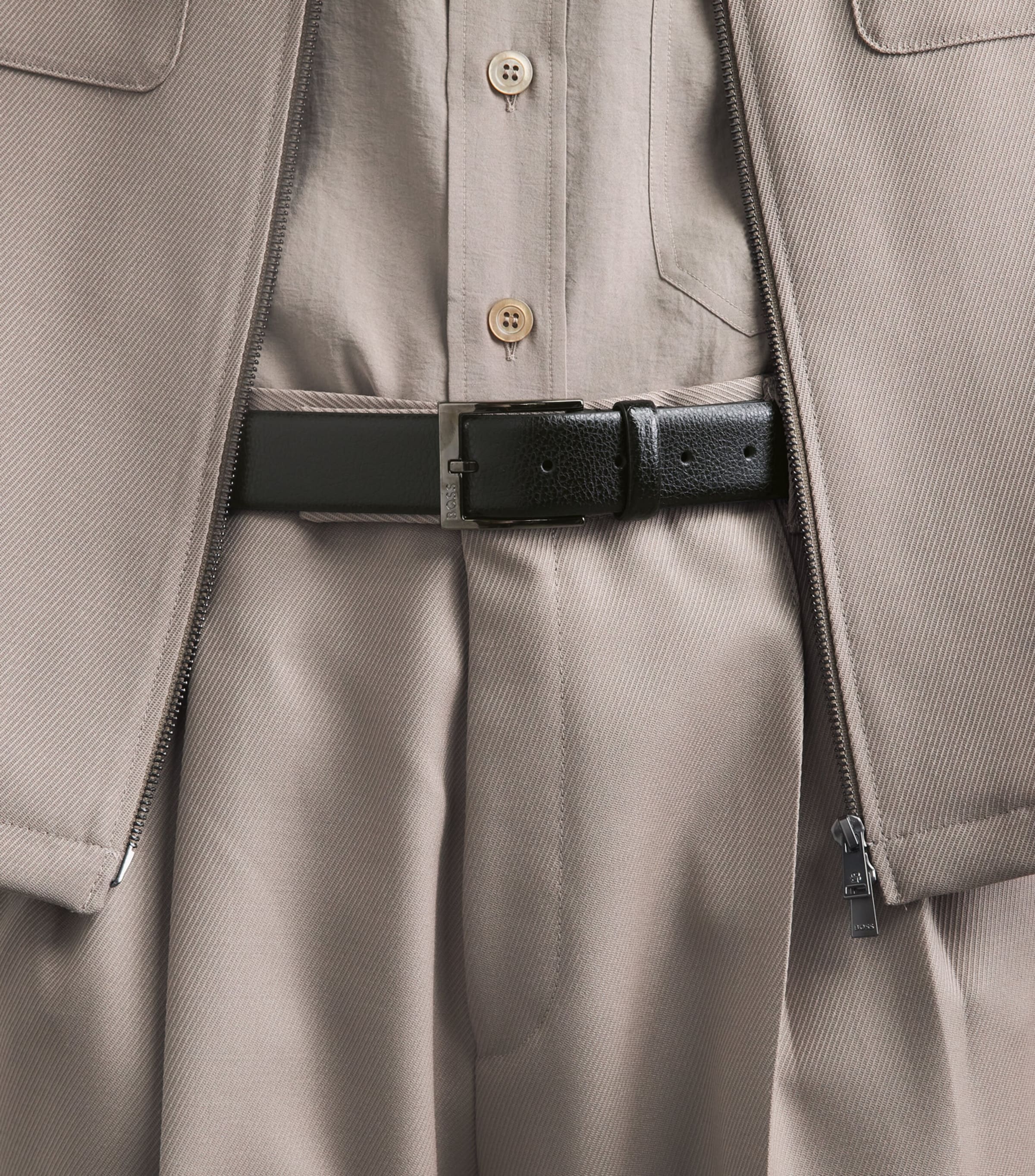 BOSS Leather Buckle Belt Black Image 2