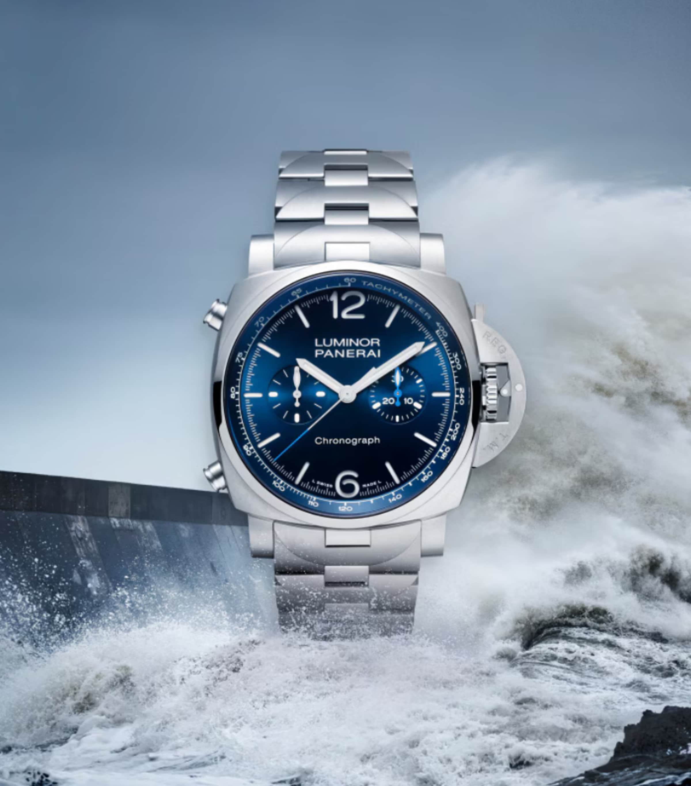 Panerai Stainless Steel Luminor Chrono Watch 44mm Blue Image 4