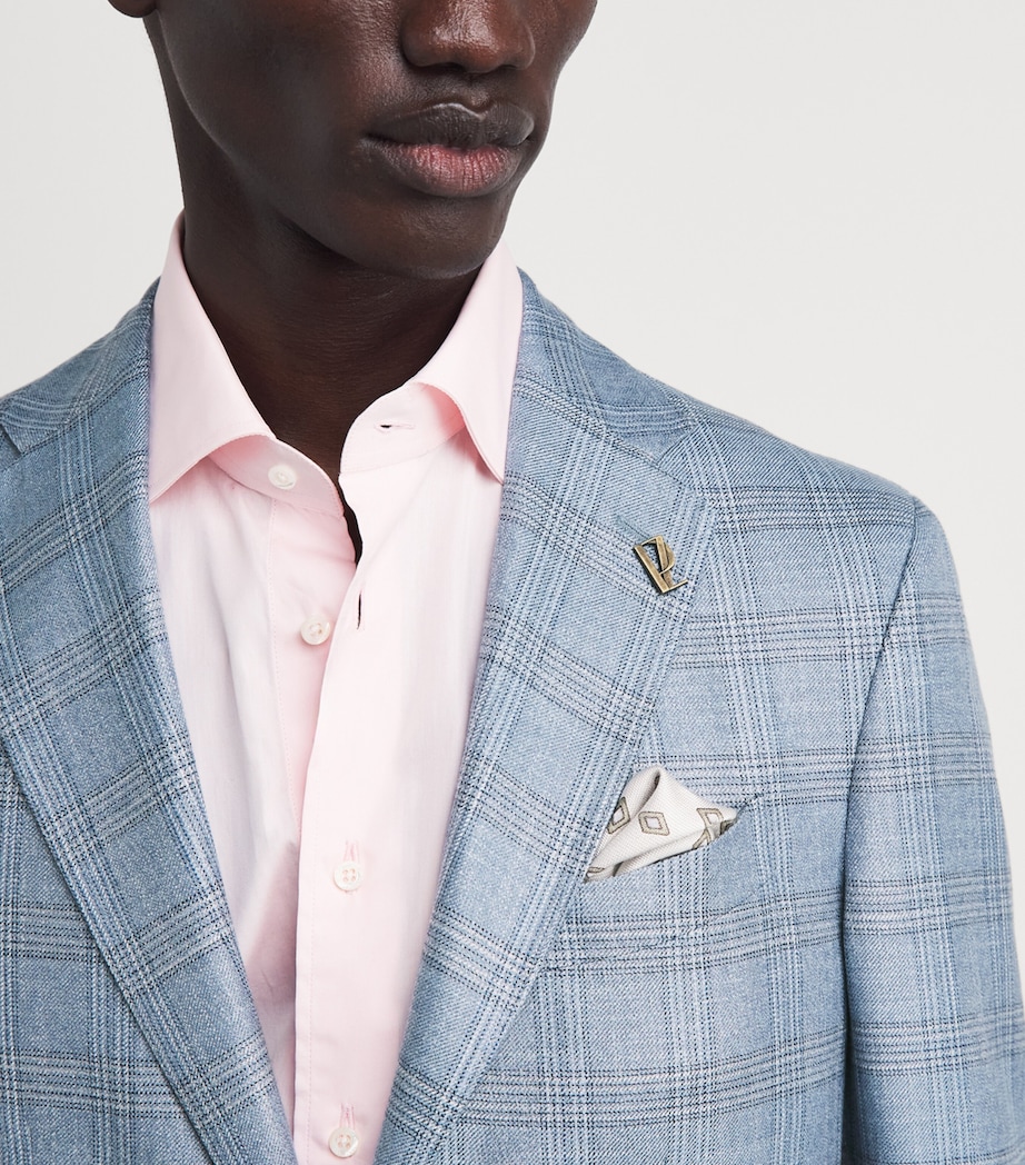 Pal Zileri Mens Check Brera Blazer Light Blue Image 3