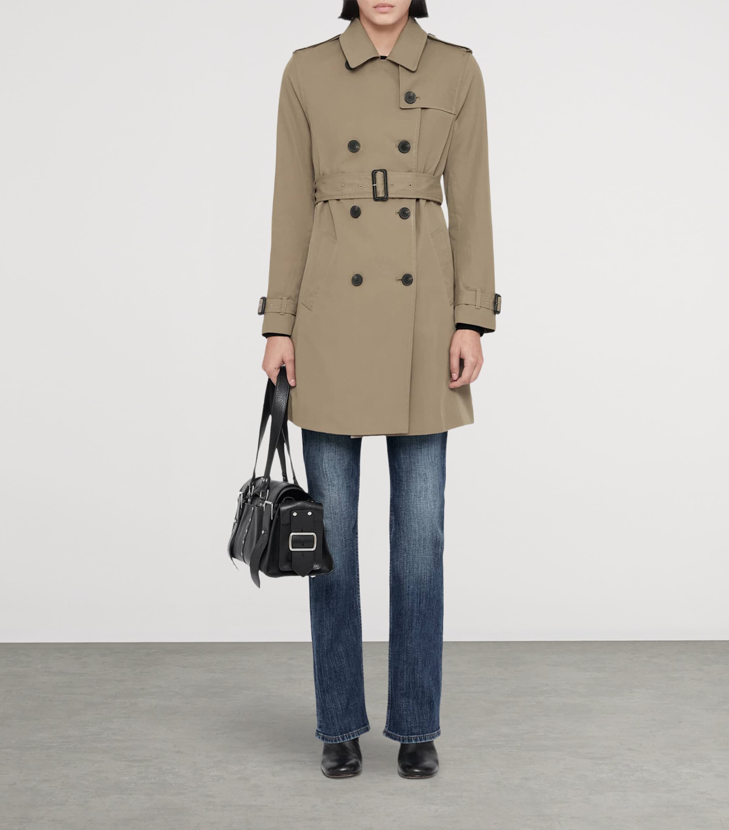 AllSaints Womens Leonard Trench Coat Mushroom Brown Image 2