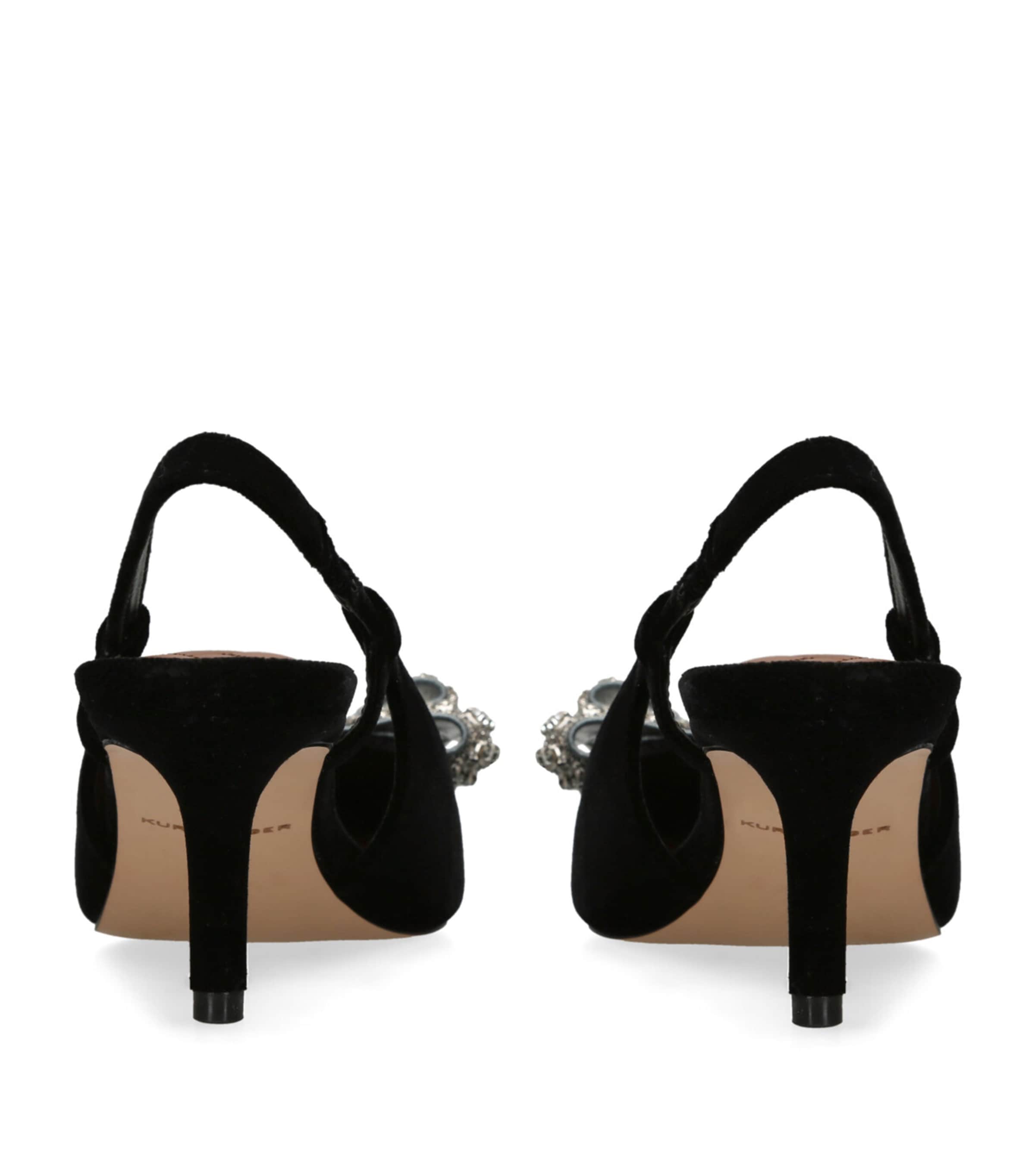 Kurt Geiger London Velvet Belgravia Slingback Court Shoes Black Image 2