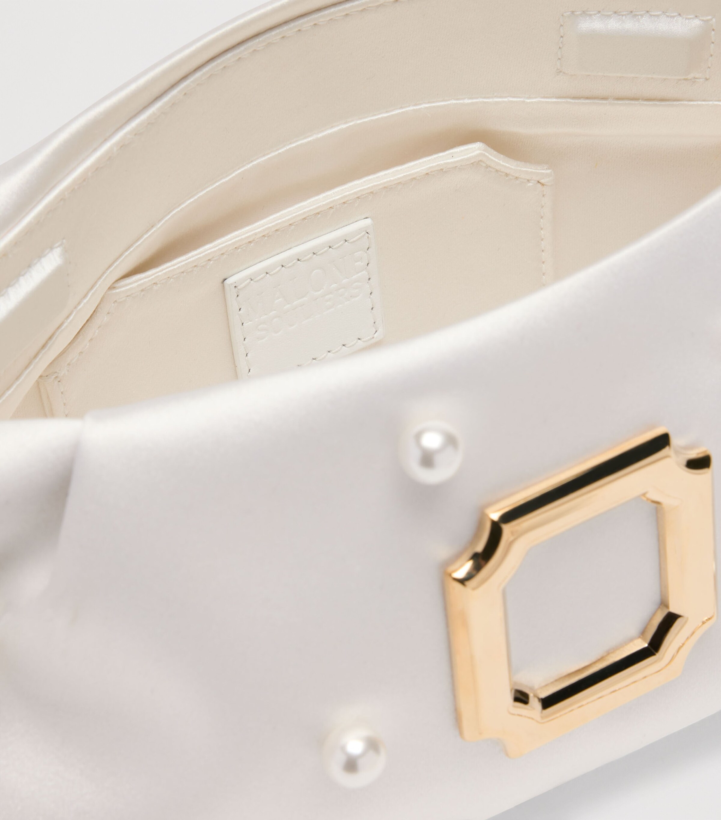 Malone Souliers Satin Embellished Vittoria Clutch Bag White Image 6