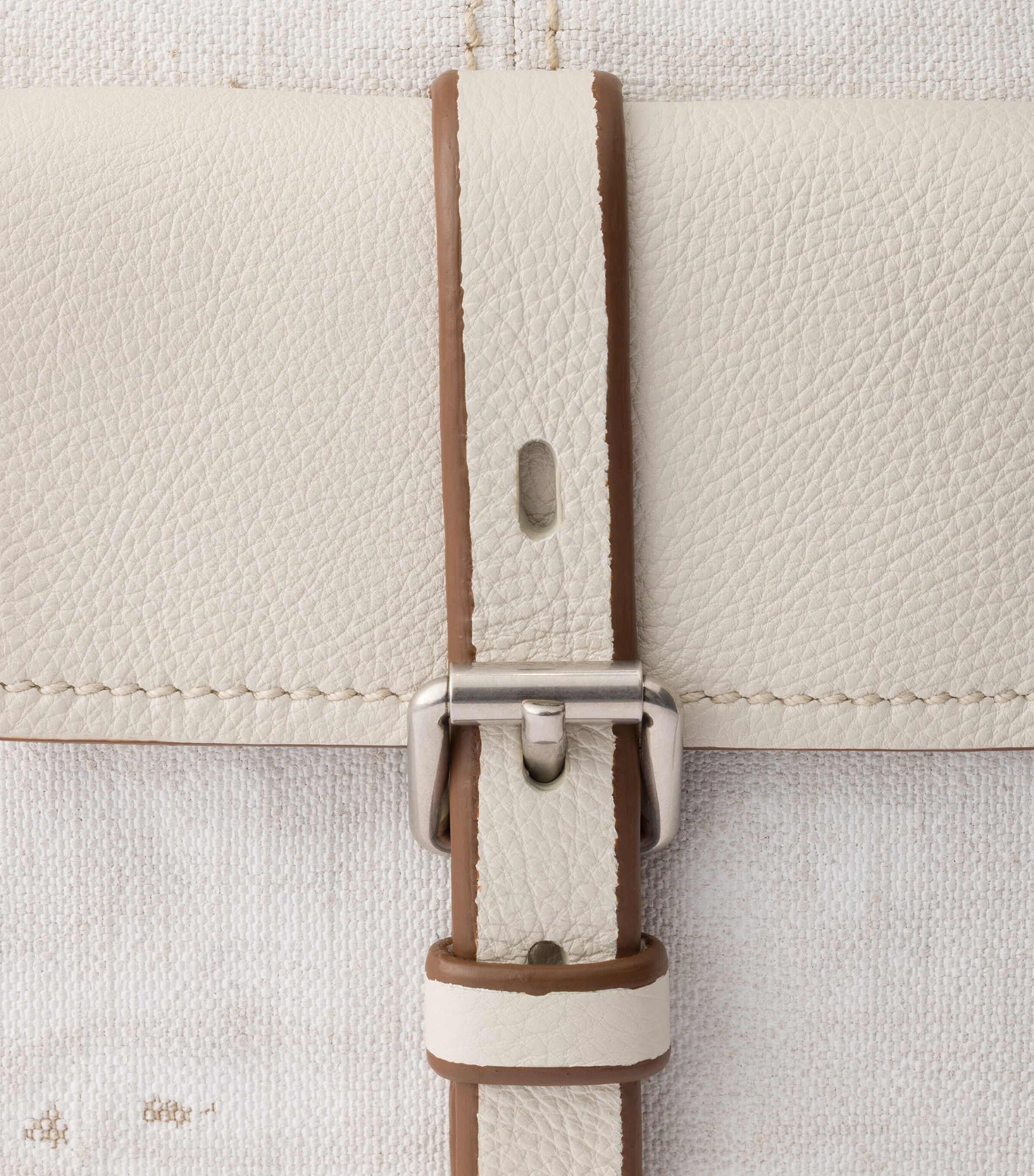 Prada Womens Printed Linen Bonnie Shoulder Bag White Image 9