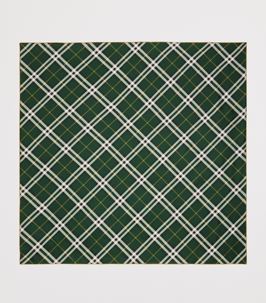 Silk Check Scarf DARK FERN Image 3