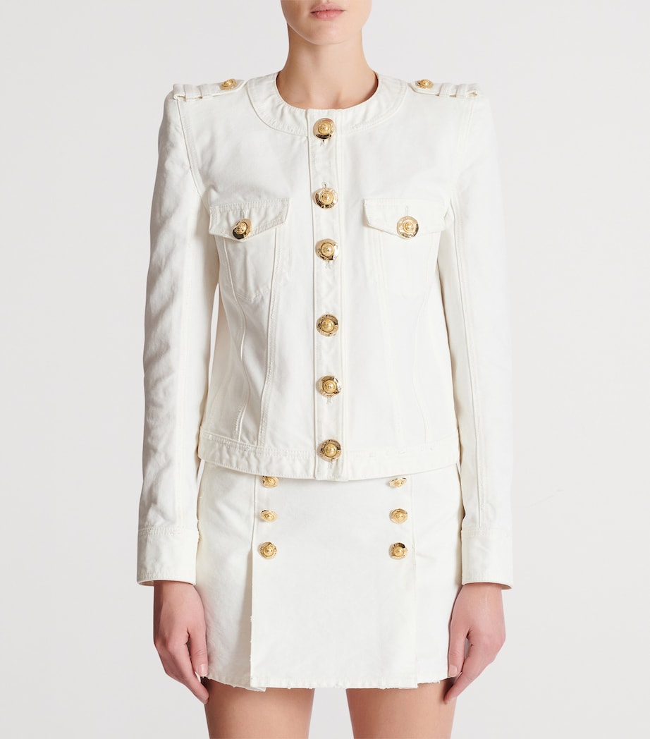 Cotton Cropped Jacket 0FC BLANC CASS?? Image 7