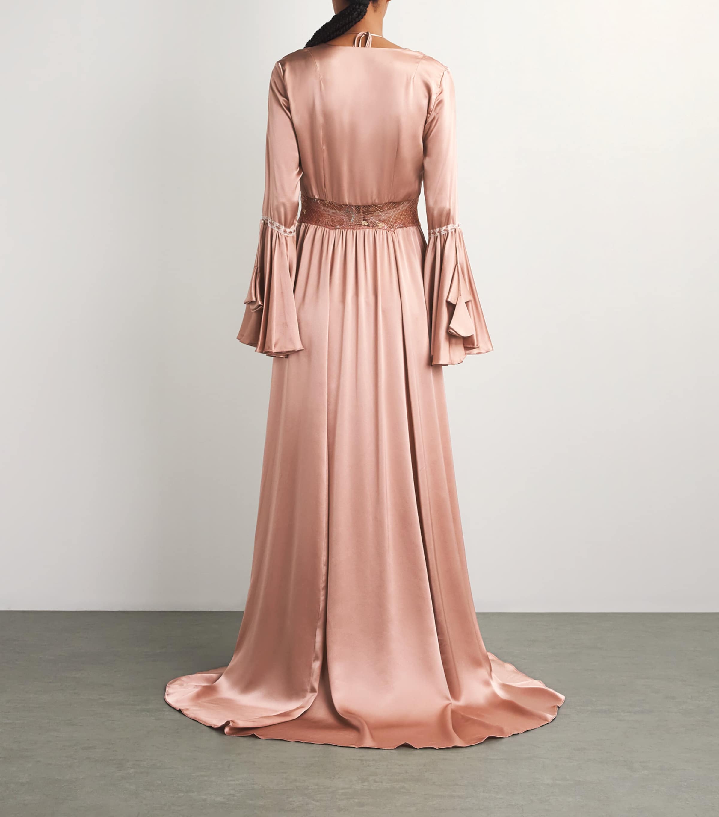 TORLOWEI Womens Silk Sophia Long Kimono Old Rose/multi Image 3